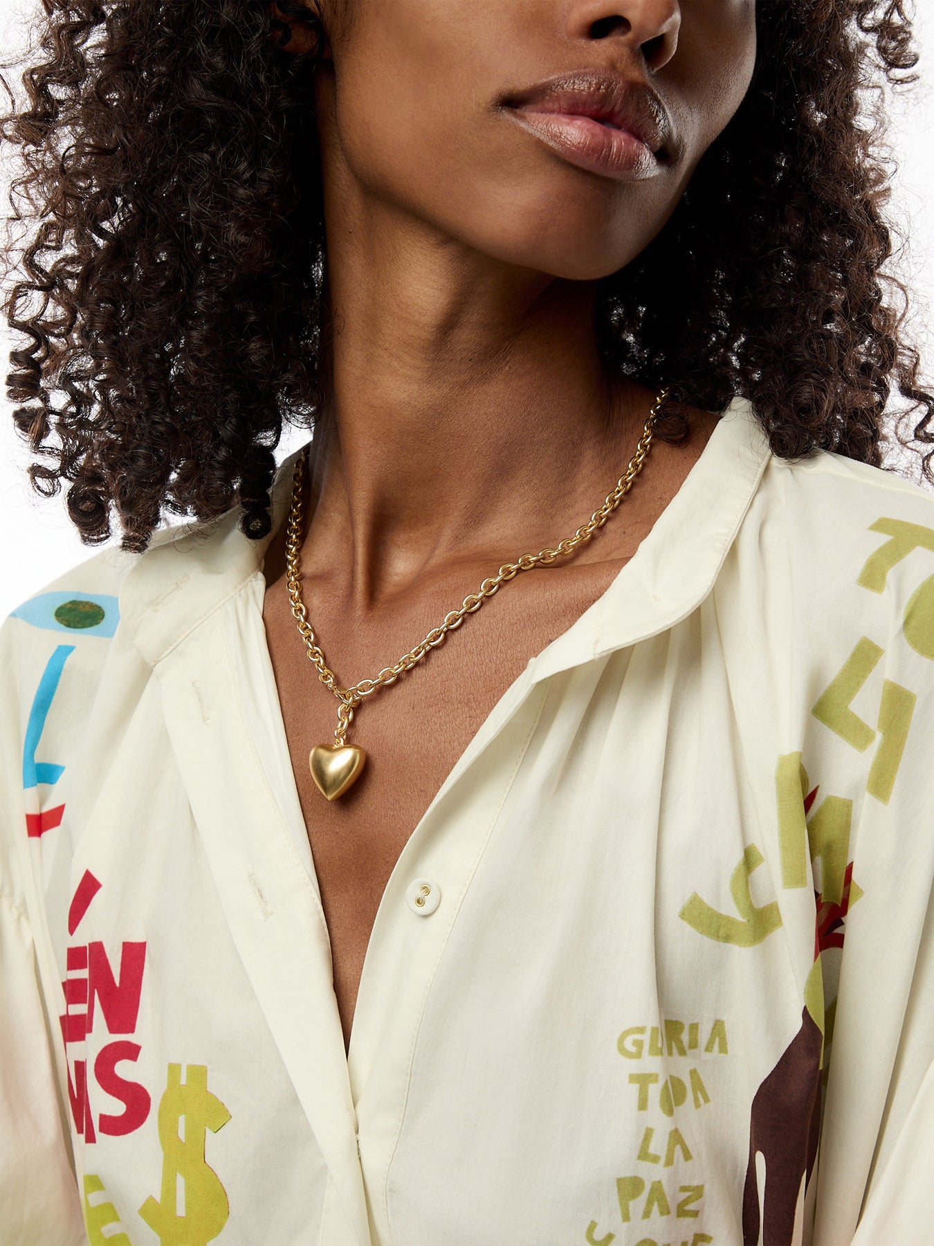 Mini Puffy Heart Necklace Gold