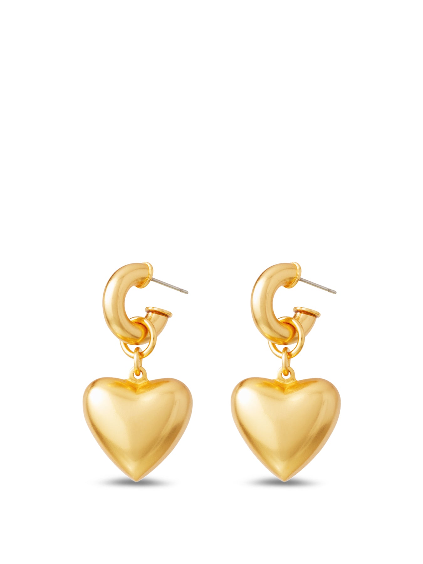 Puffy Heart Earrings Gold