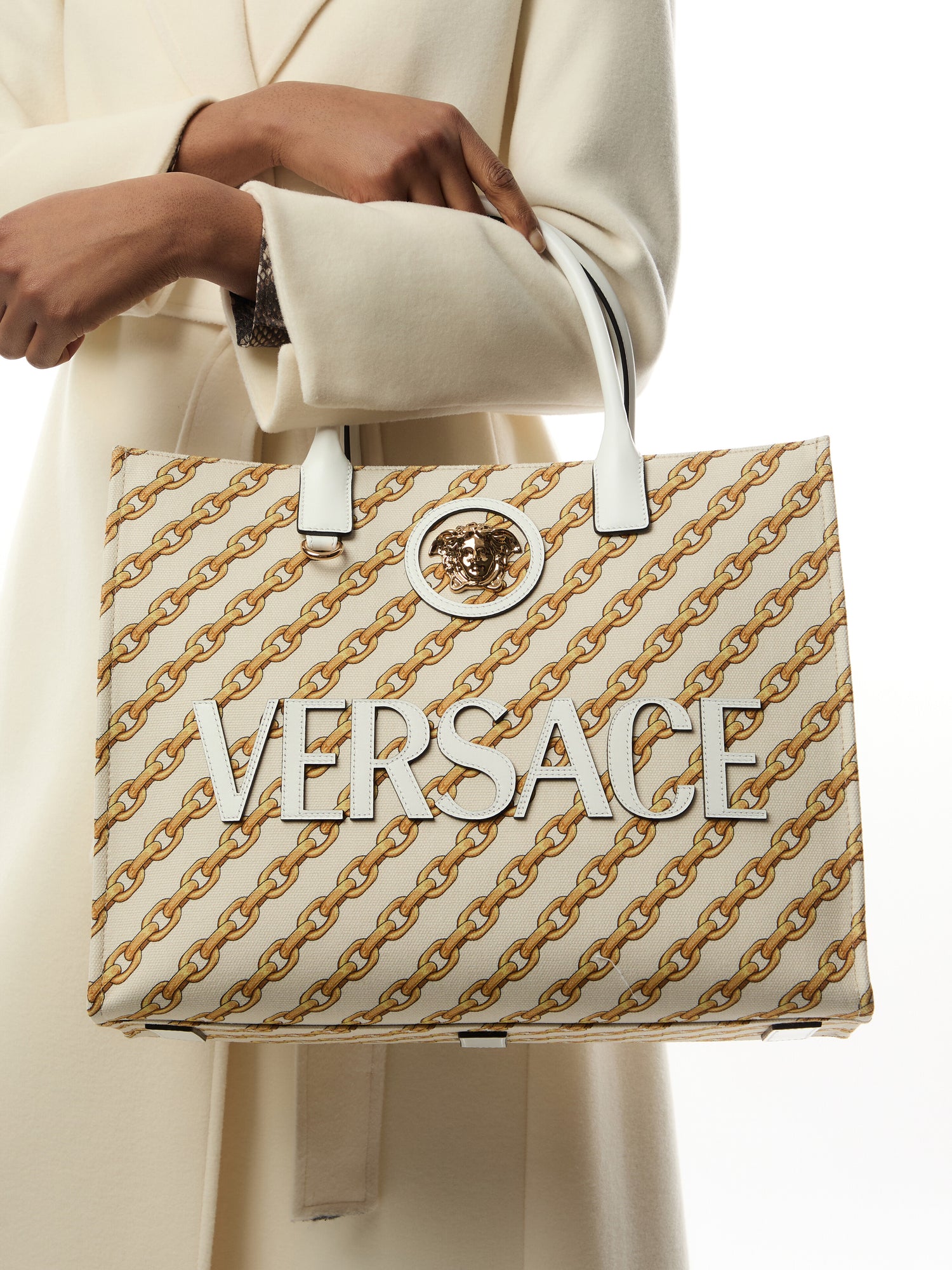 La Medusa Fabric Versace Logo Tote Bag
