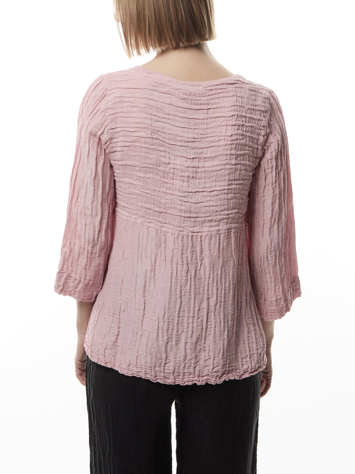 3/4 Sleeve Silk Crinkle Empire Line Top