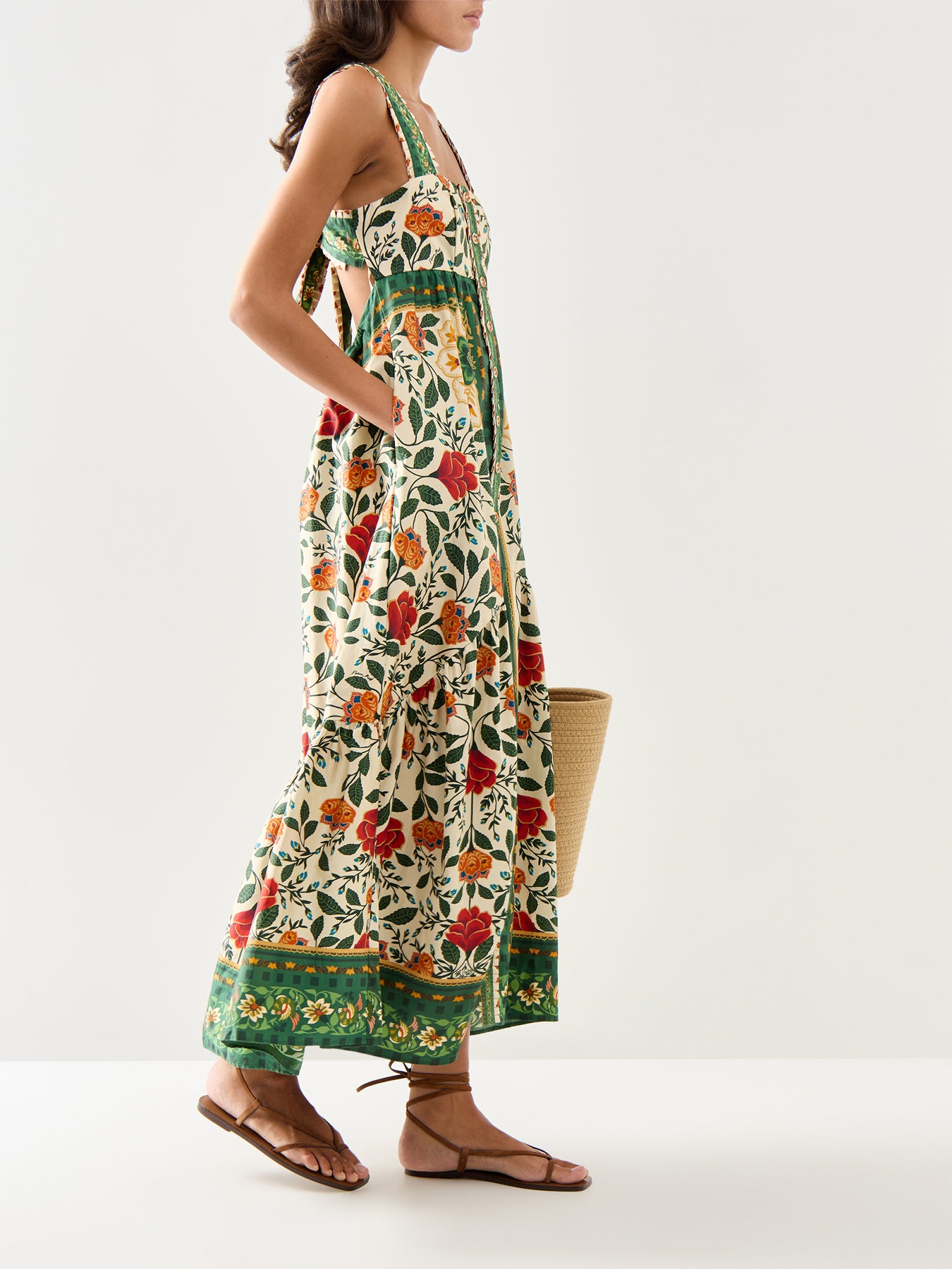 Garden Tapestry Sand Maxi Dress