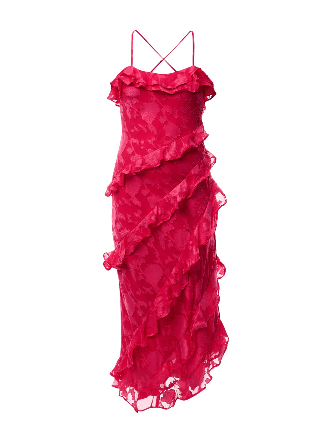 Aryana Jacquard Ruffle Midaxi Dress