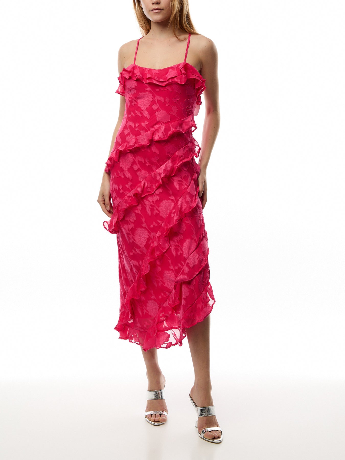 Aryana Jacquard Ruffle Midaxi Dress