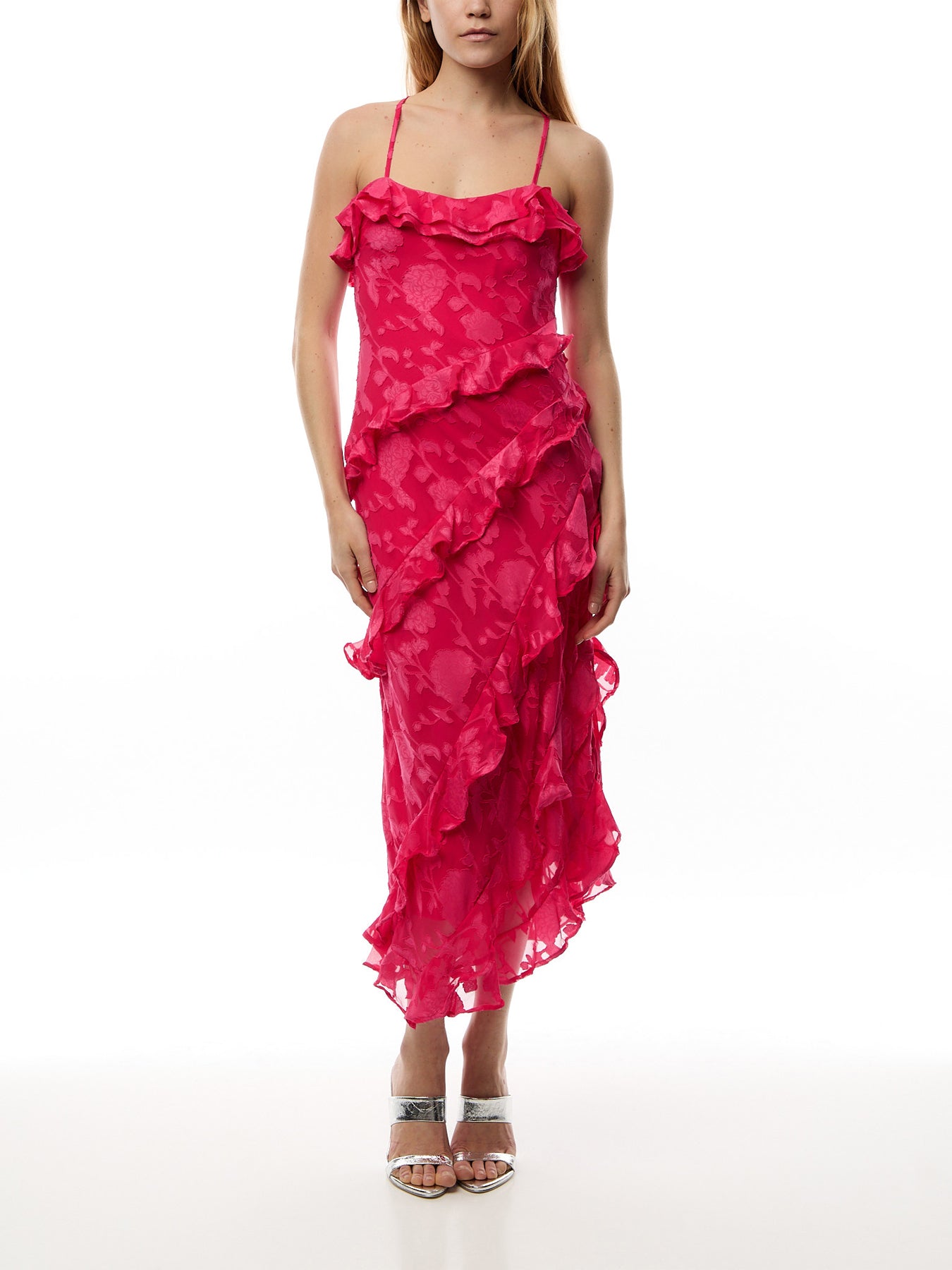 Aryana Jacquard Ruffle Midaxi Dress