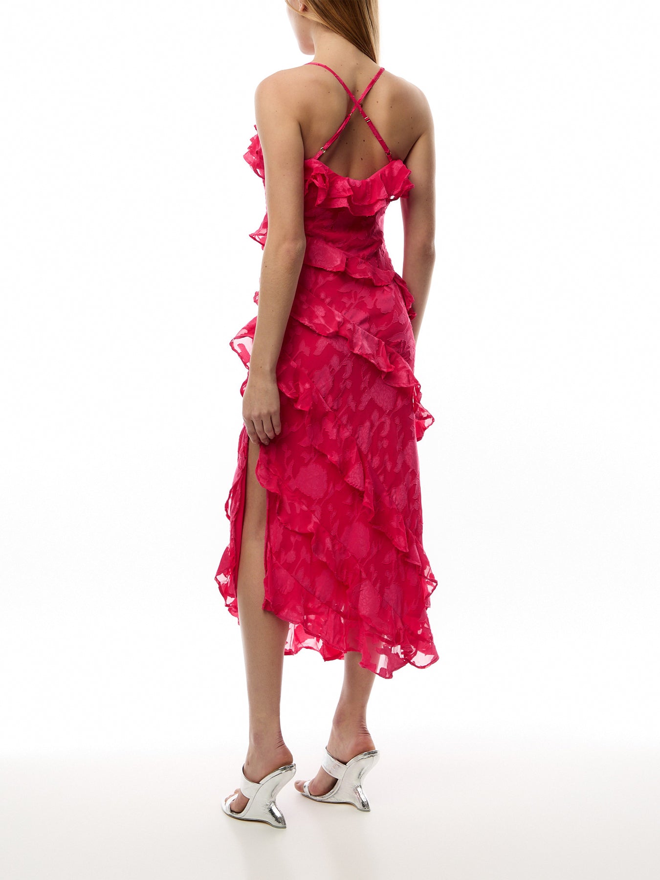 Aryana Jacquard Ruffle Midaxi Dress