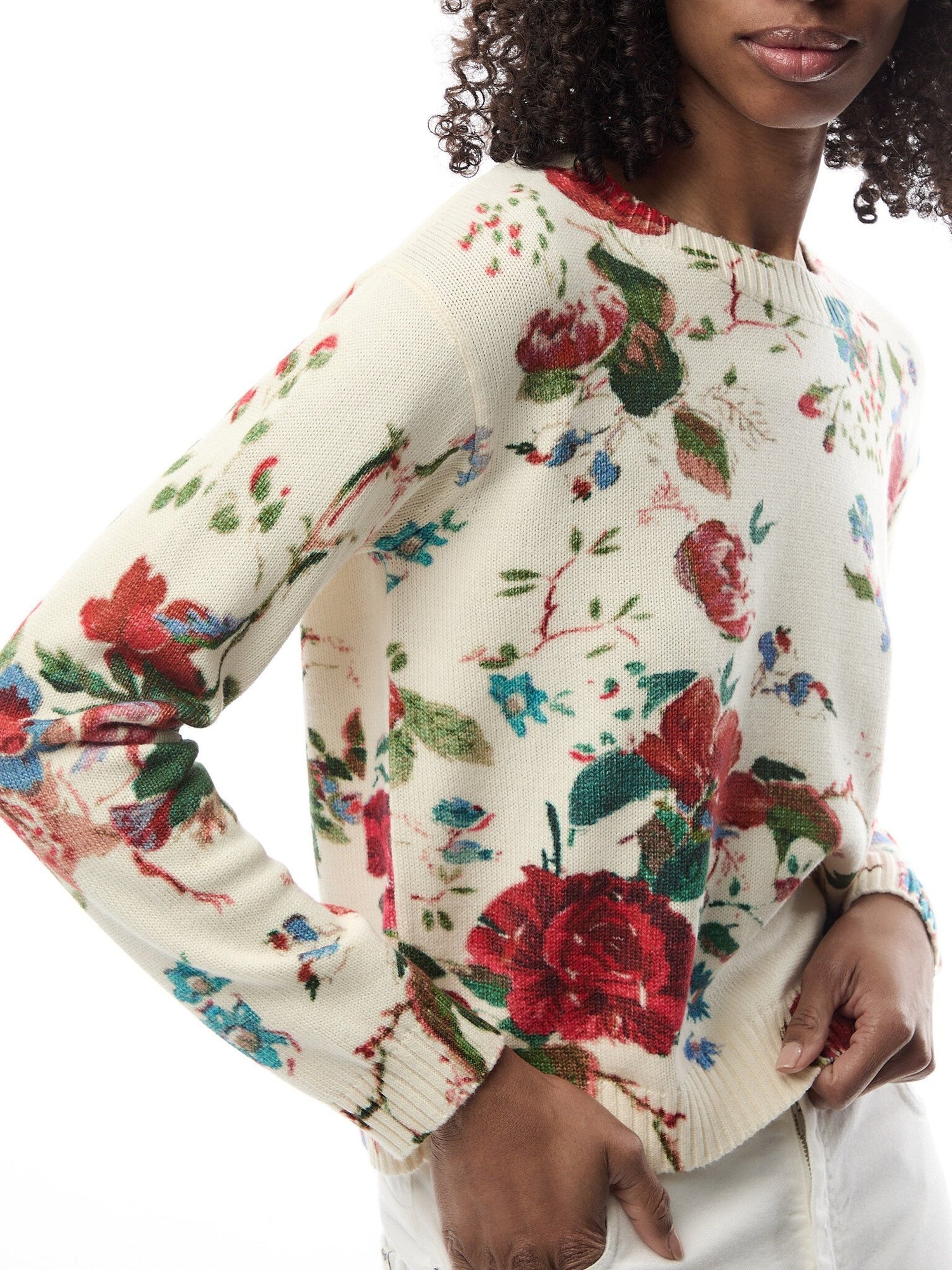 Floral Denis Cropped Sweater