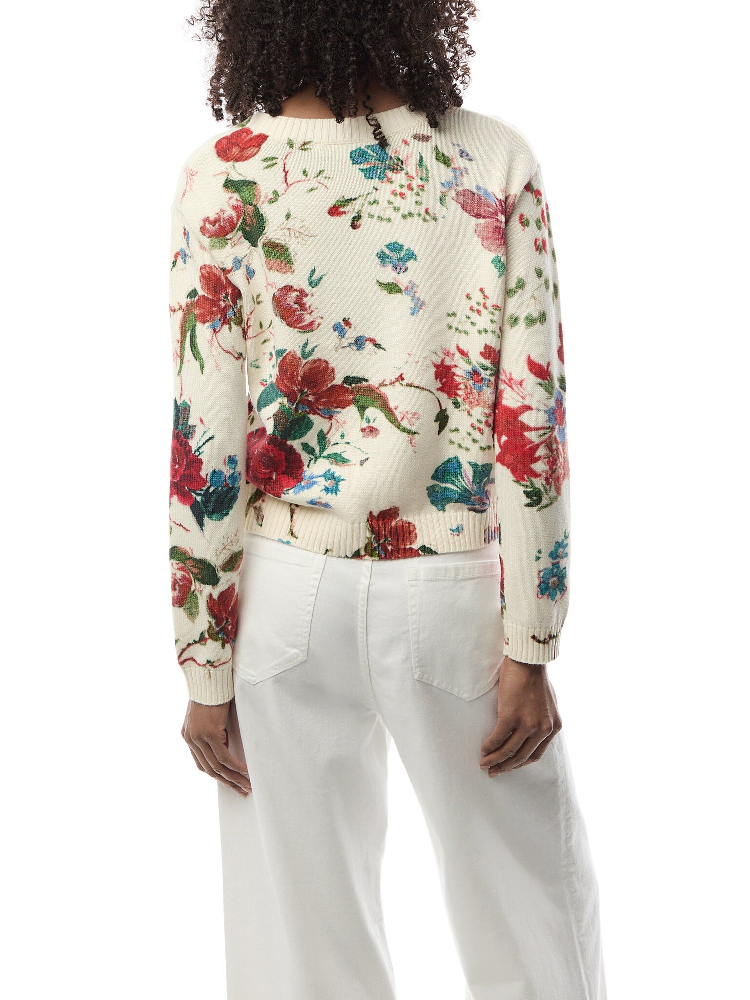 Floral Denis Cropped Sweater