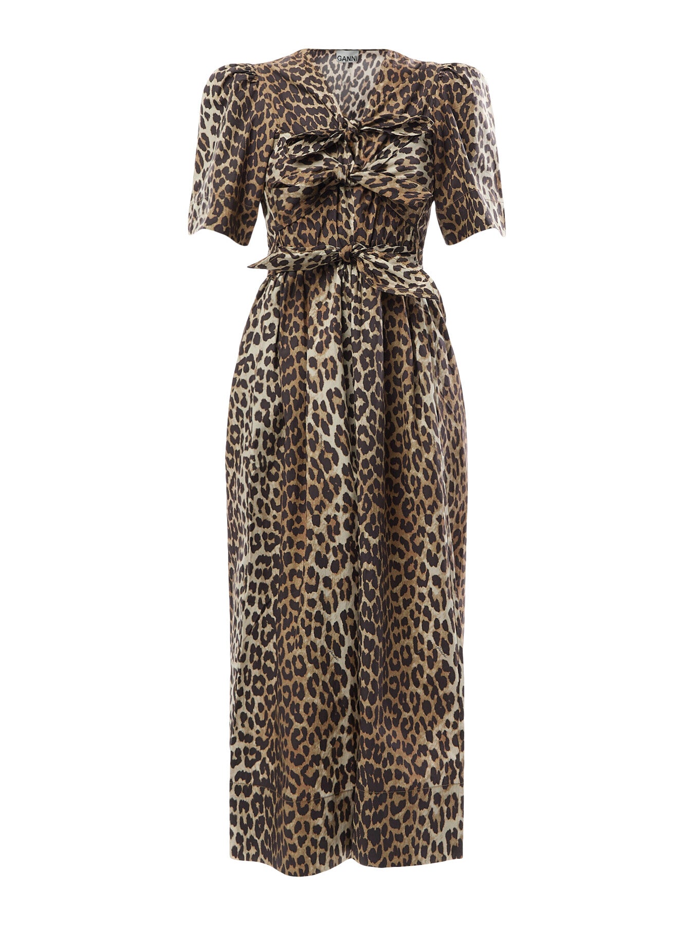 Printed Cotton Tie Strap Midi Dress