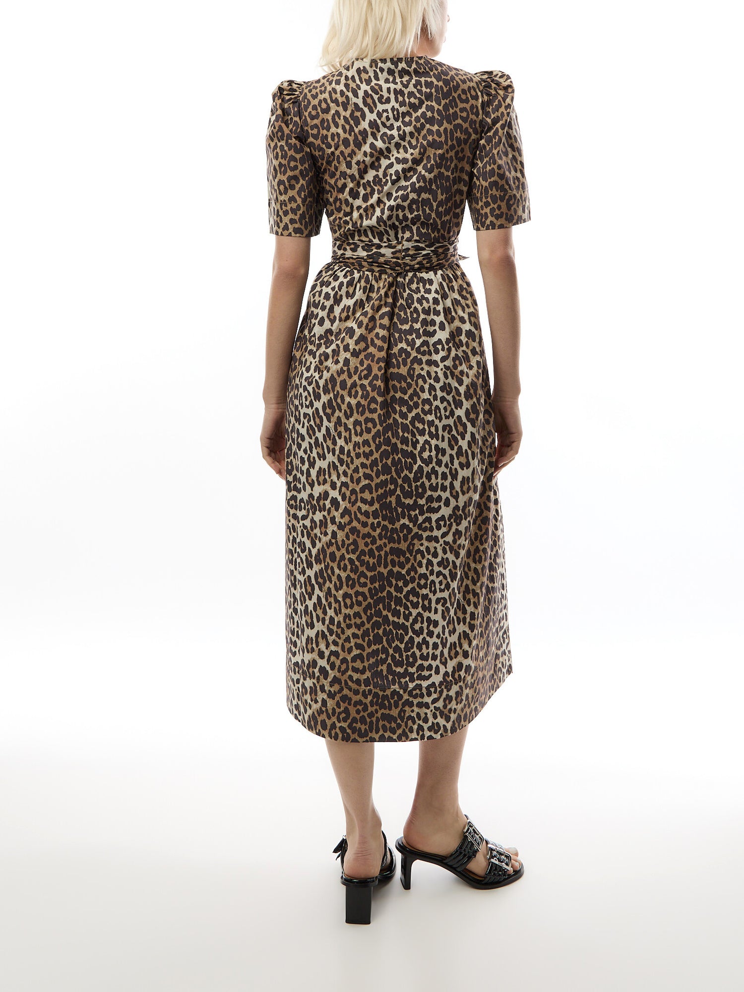 Printed Cotton Tie Strap Midi Dress
