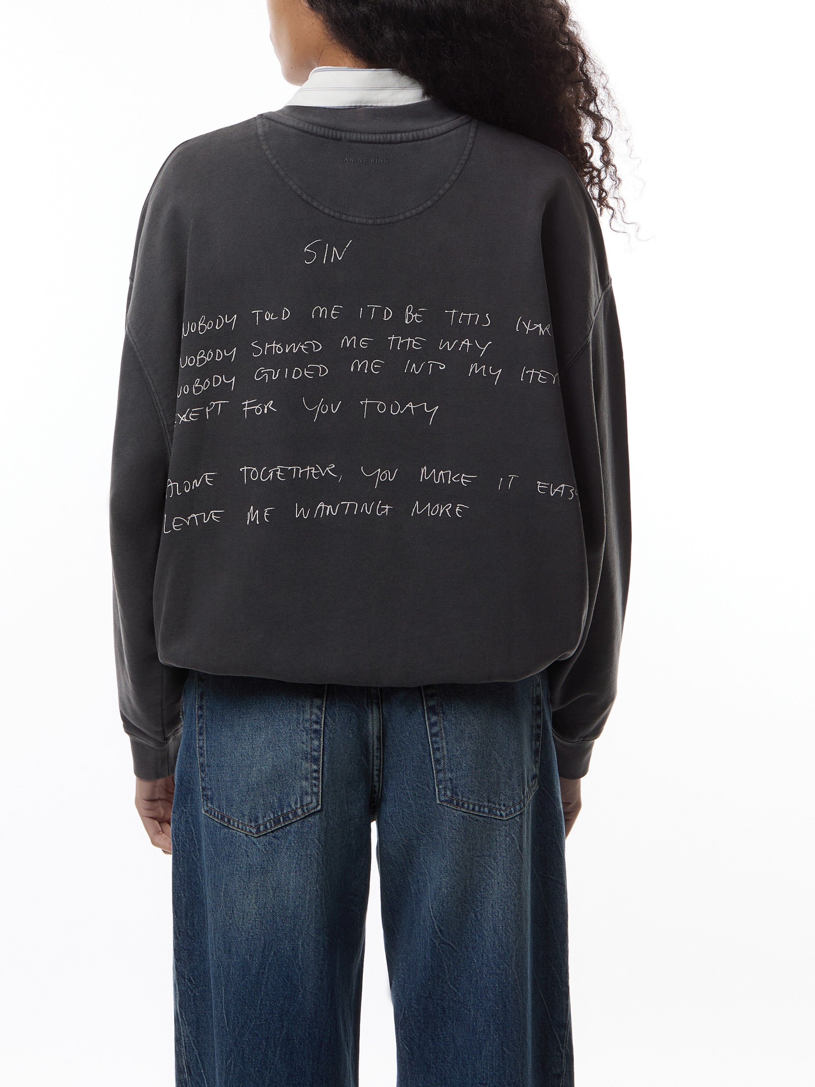 Anine Bing Jaci Sweatshirt - Lyrics - Washed Black - Fenwick
