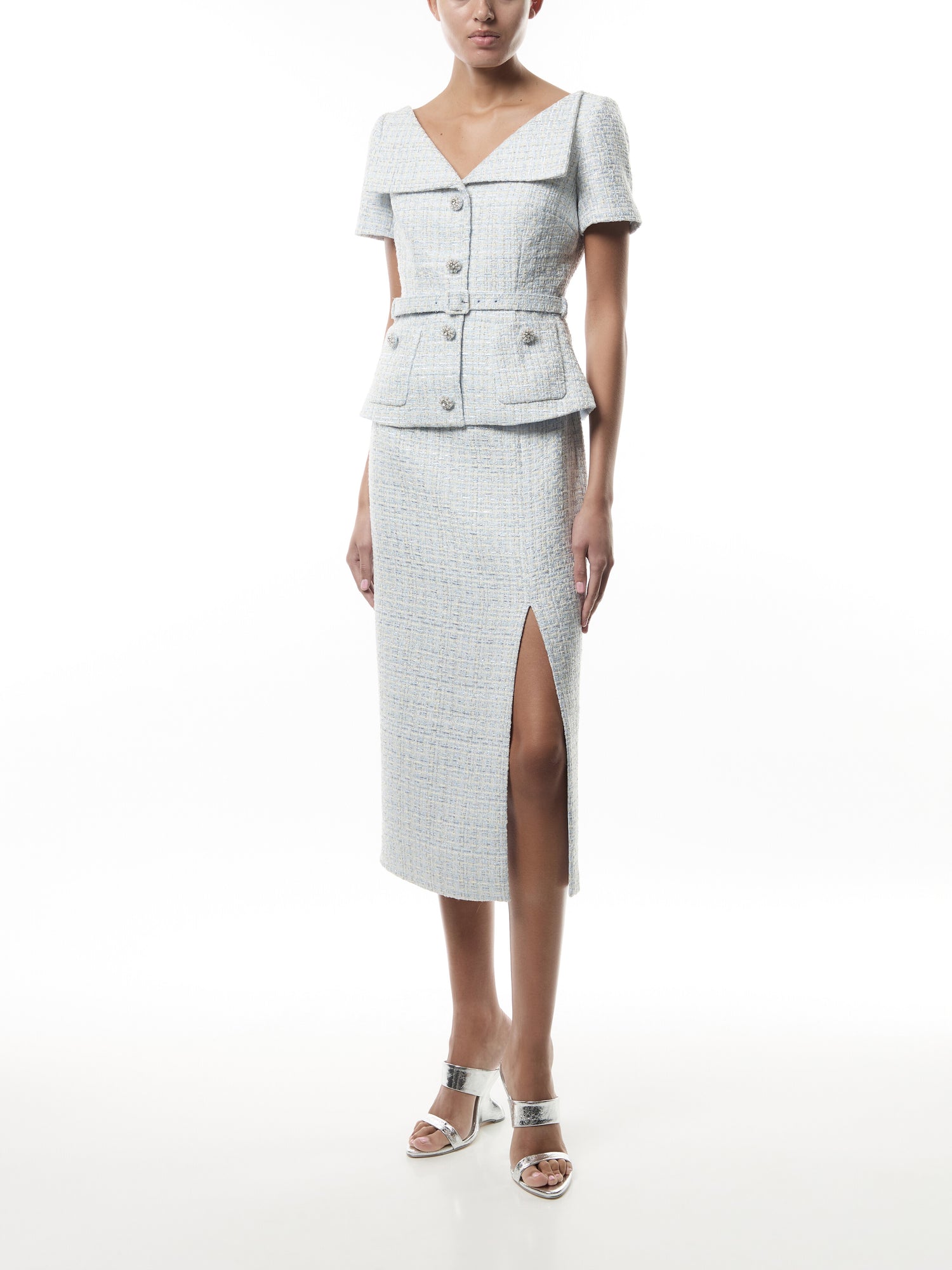 Blue Boucle Midi Dress