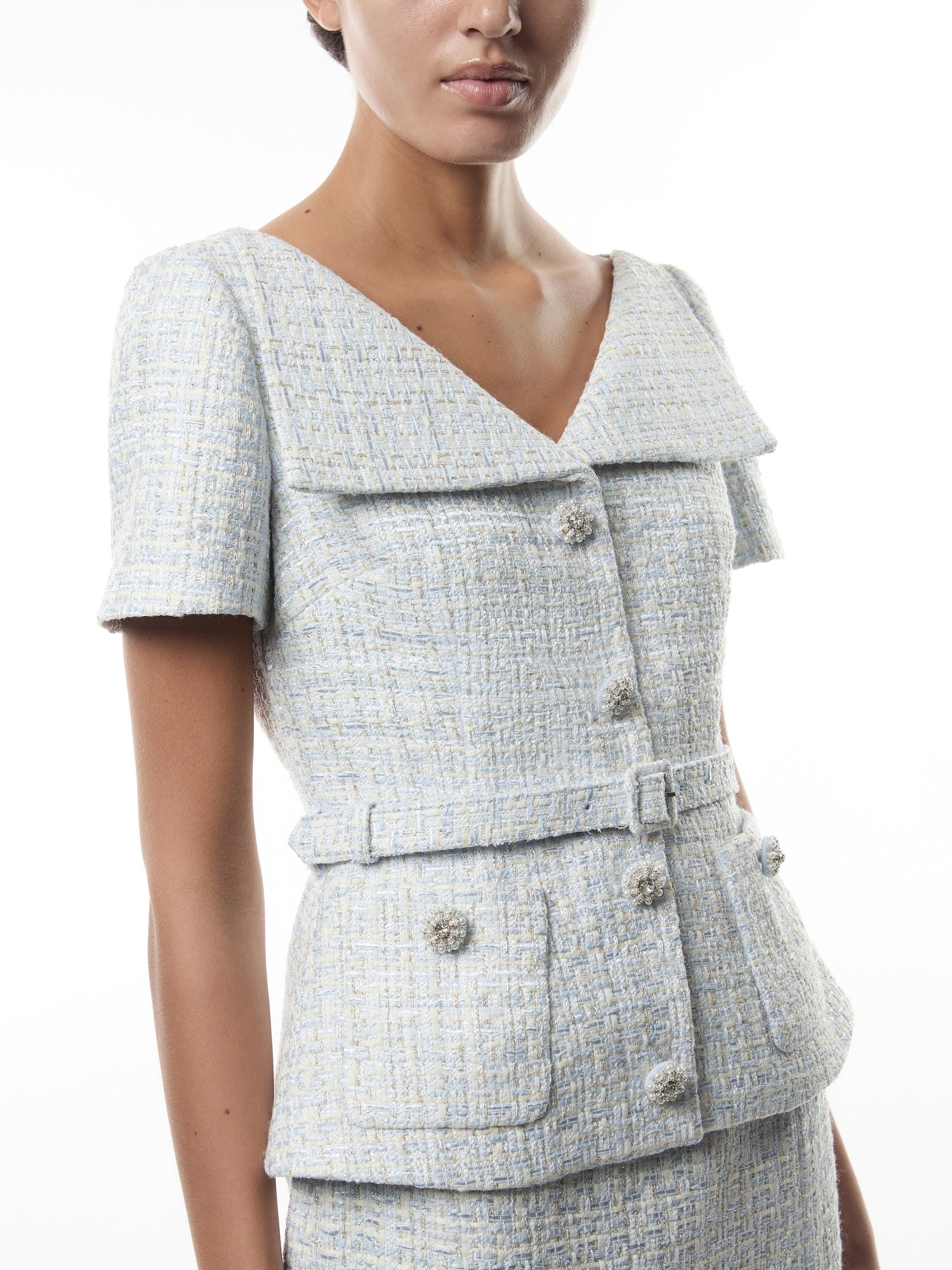 Blue Boucle Midi Dress