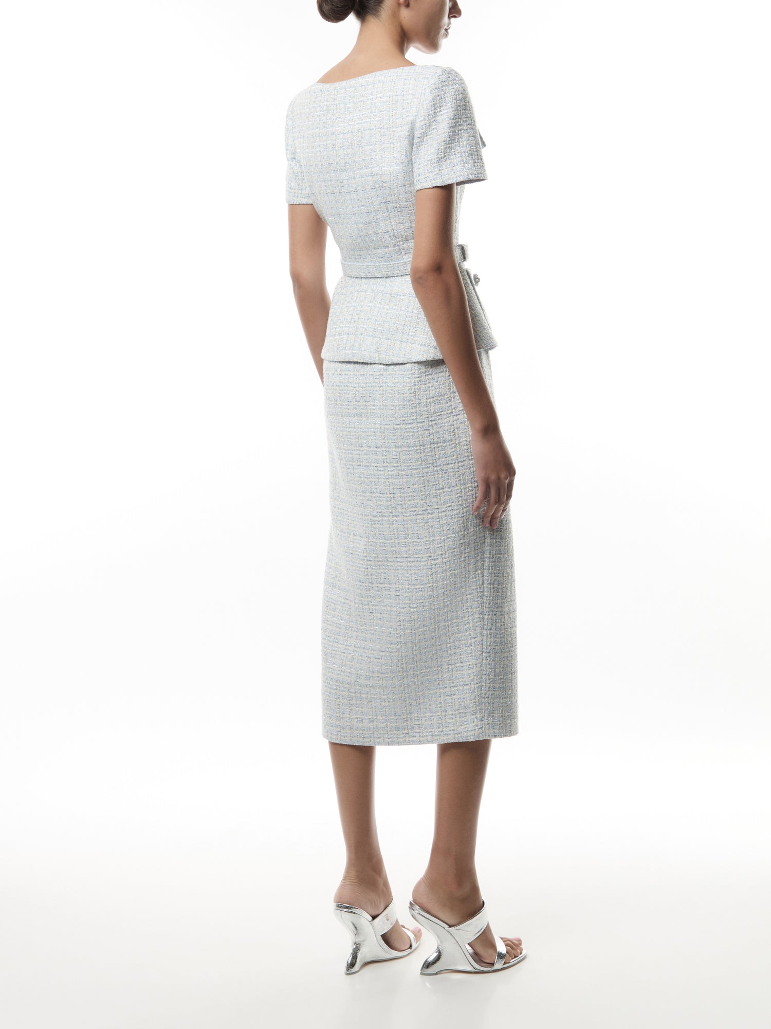 Blue Boucle Midi Dress