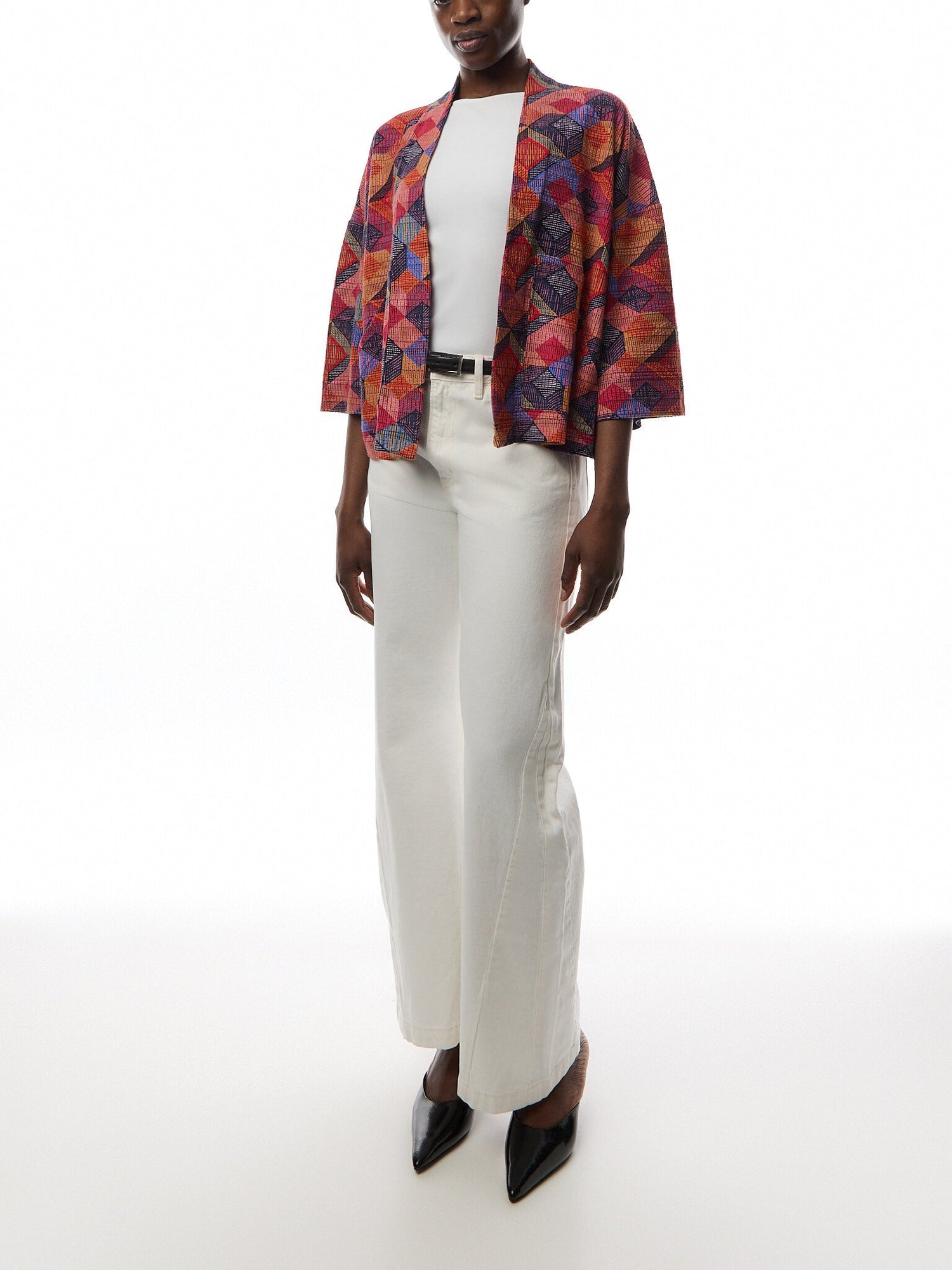 Stretch Jersey Cubist Print Jacket