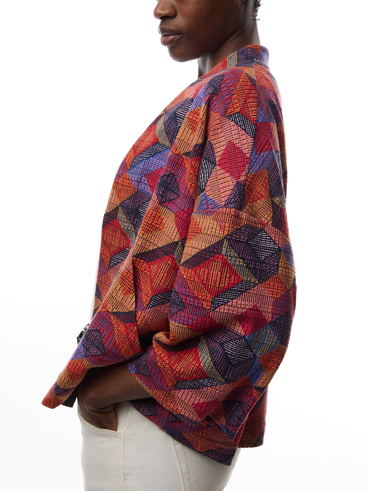 Stretch Jersey Cubist Print Jacket