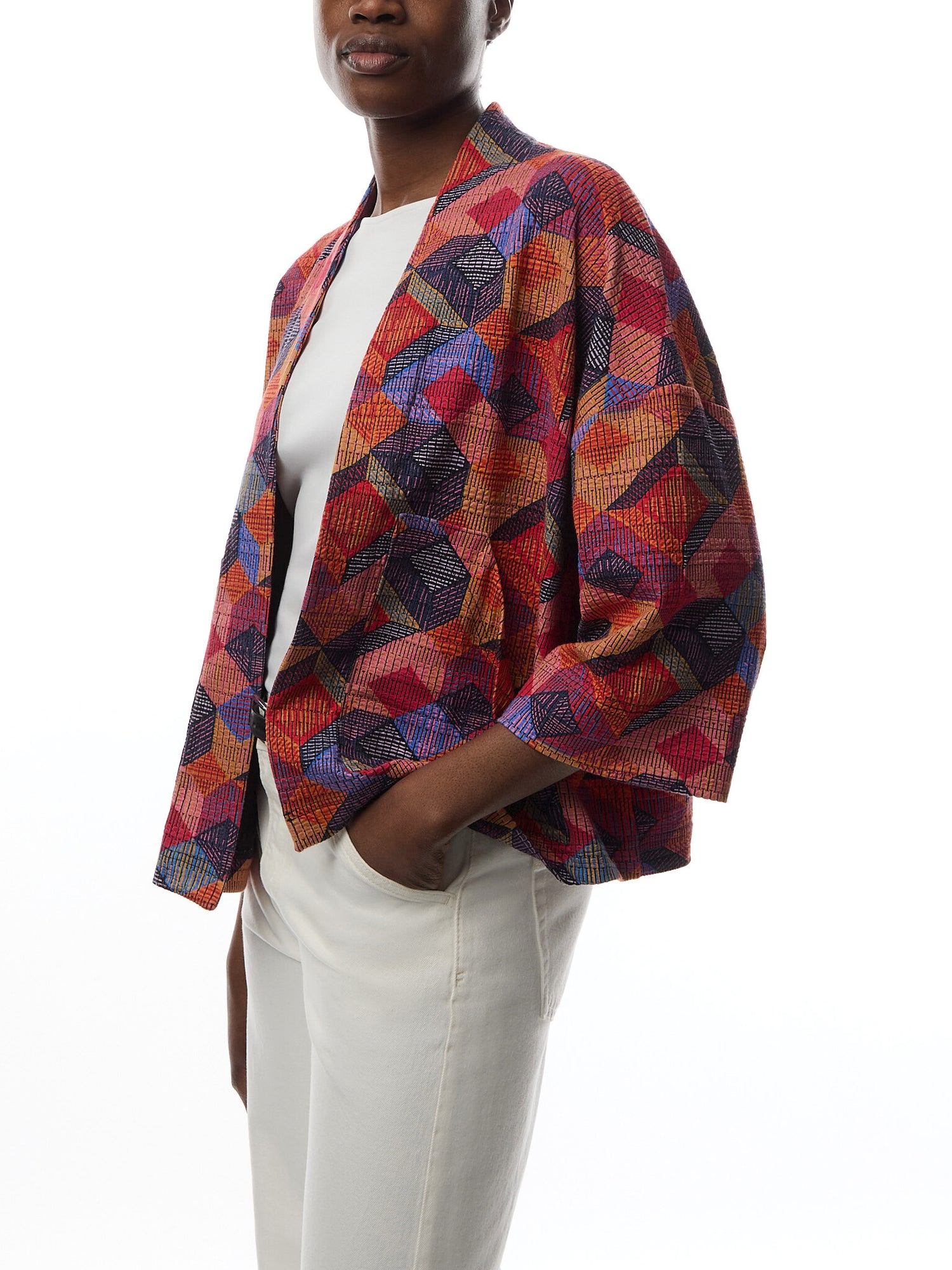 Stretch Jersey Cubist Print Jacket