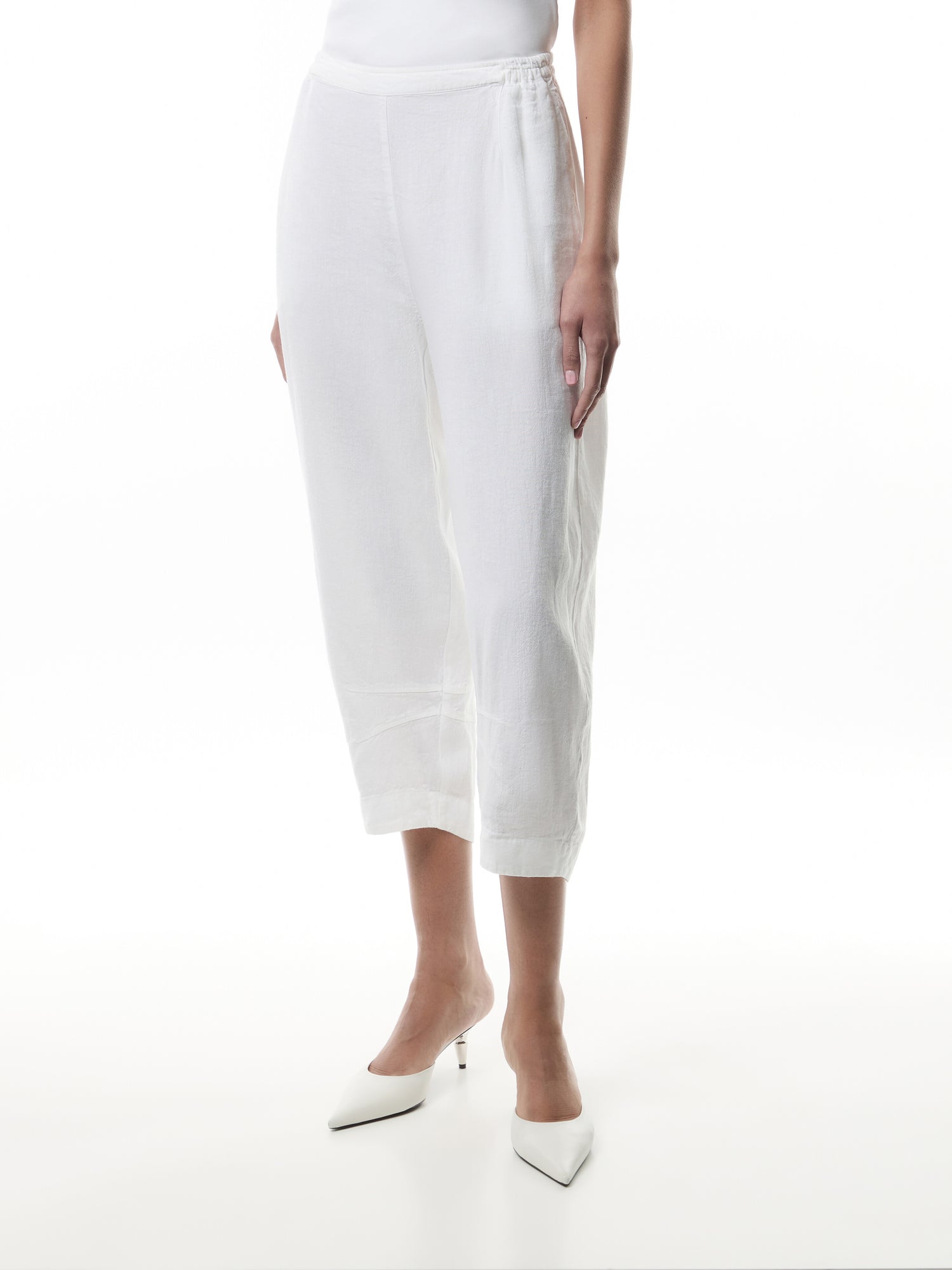 Heavy Twisted Linen Crop Bubble Trouser