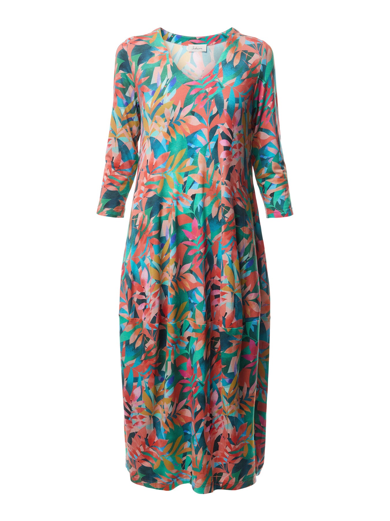 Tropical Leaves Jersey Bubble Dress