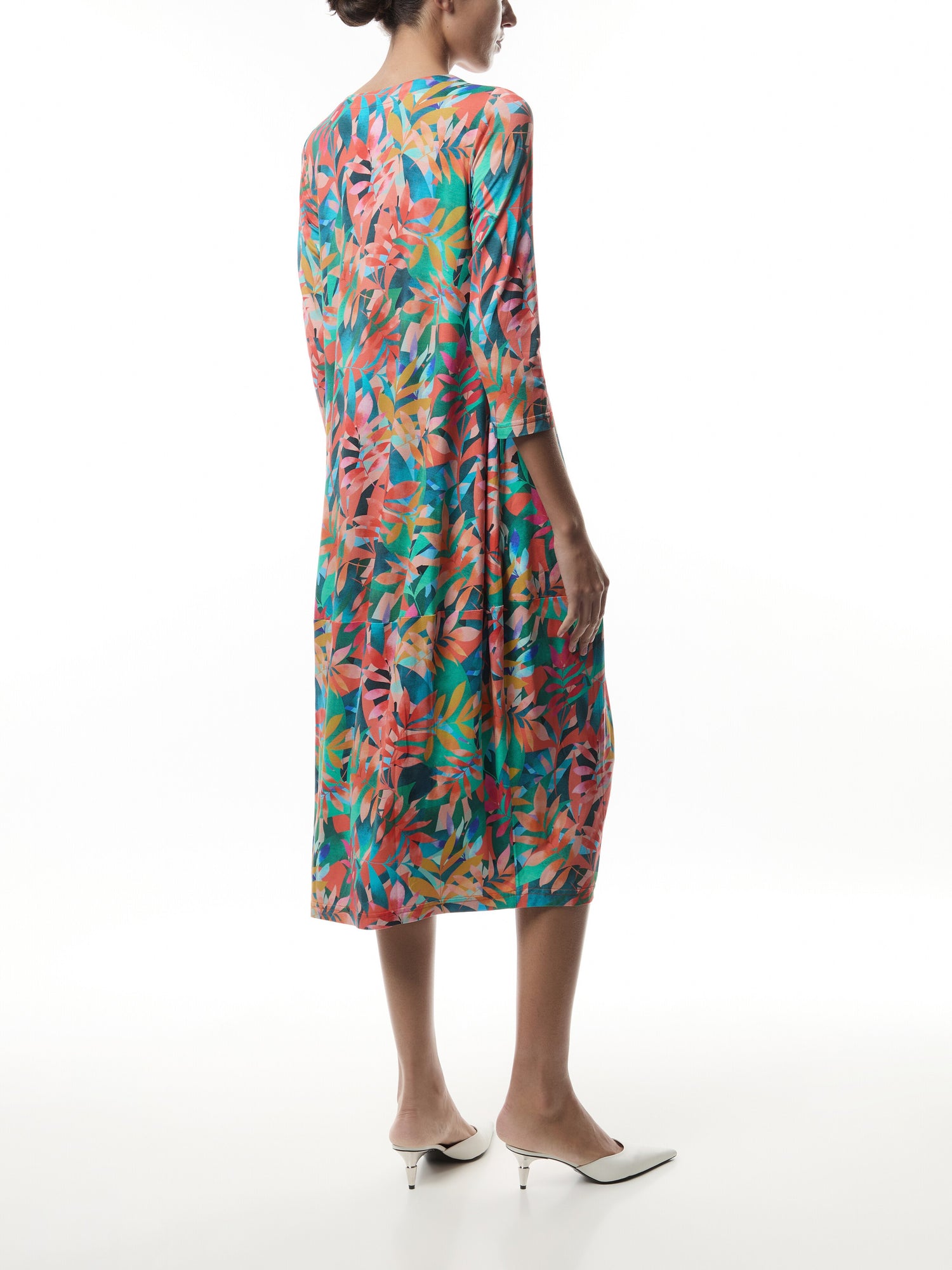 Tropical Leaves Jersey Bubble Dress