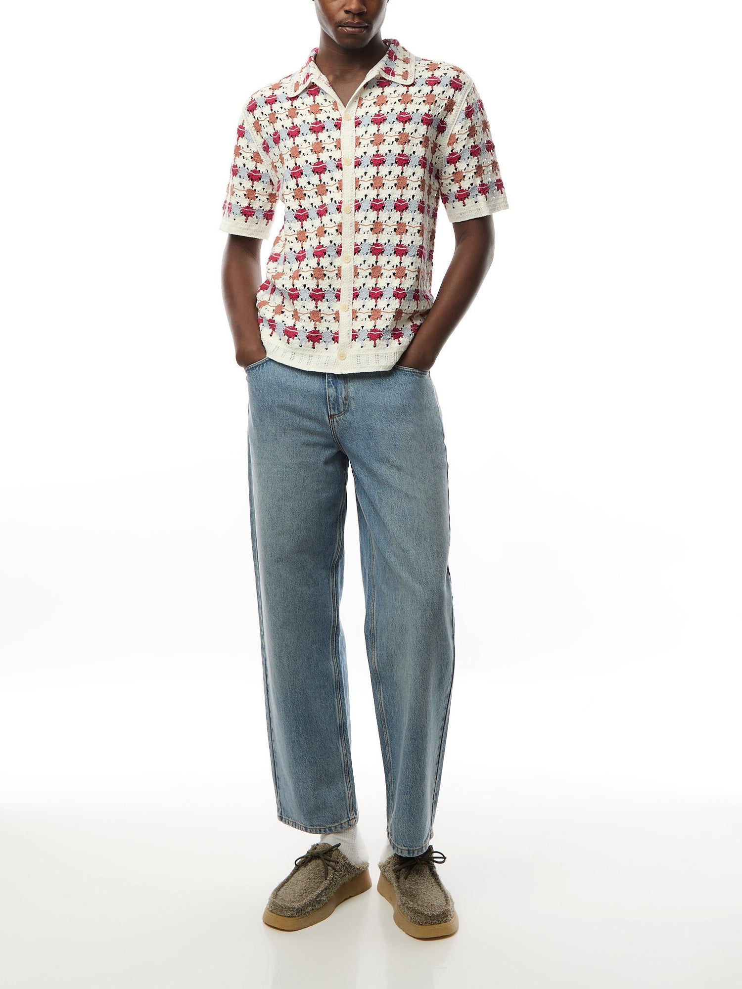 Porto Shirt Splash Crochet Ecru / Multi