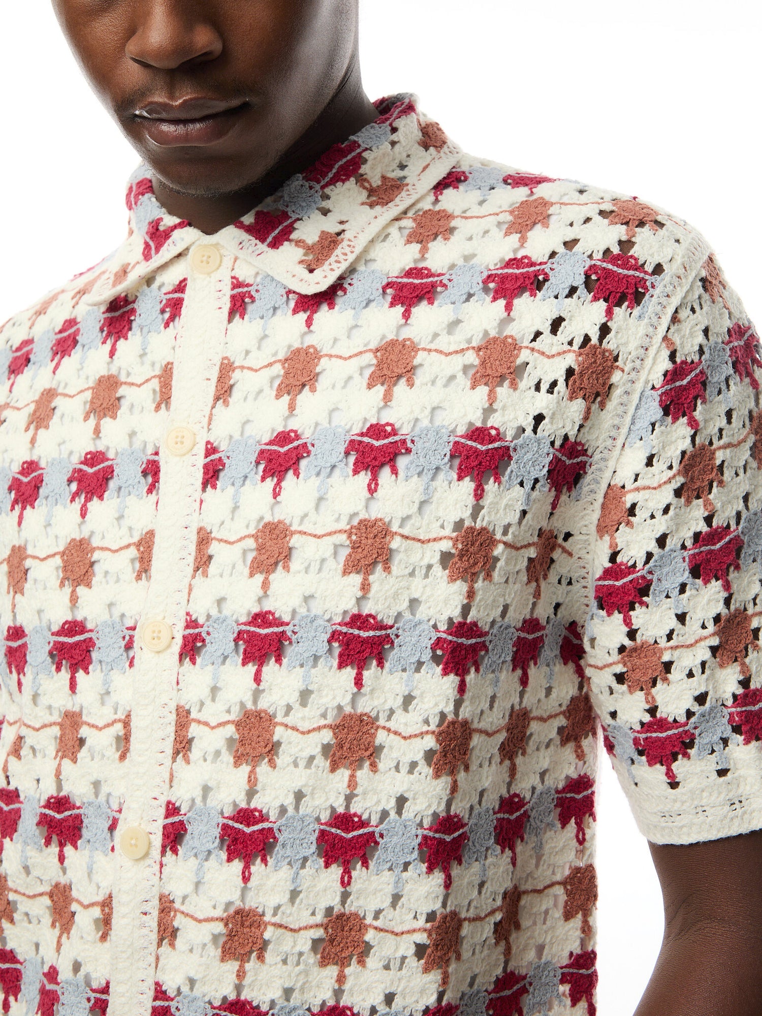 Porto Shirt Splash Crochet Ecru / Multi