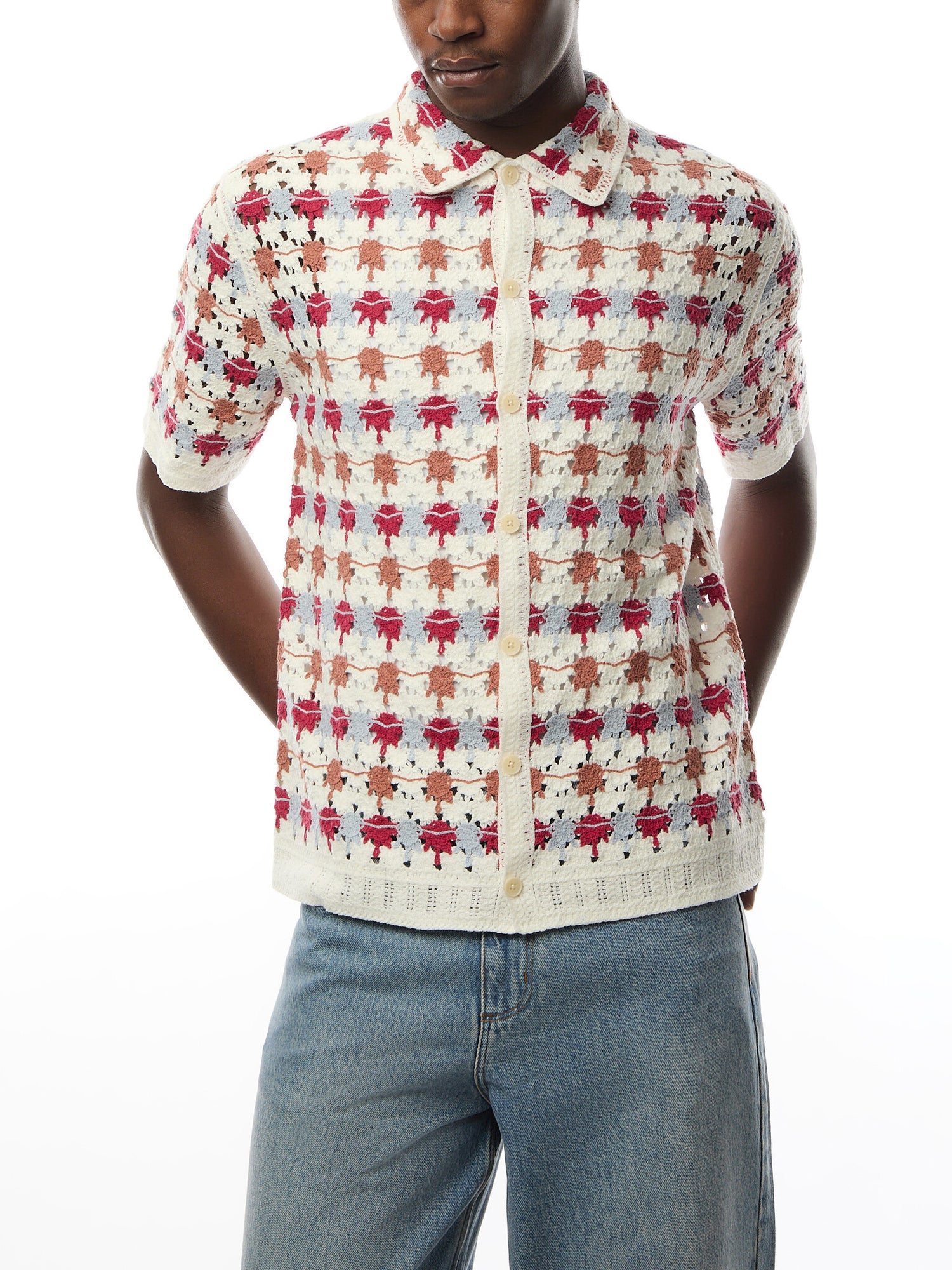 Porto Shirt Splash Crochet Ecru / Multi