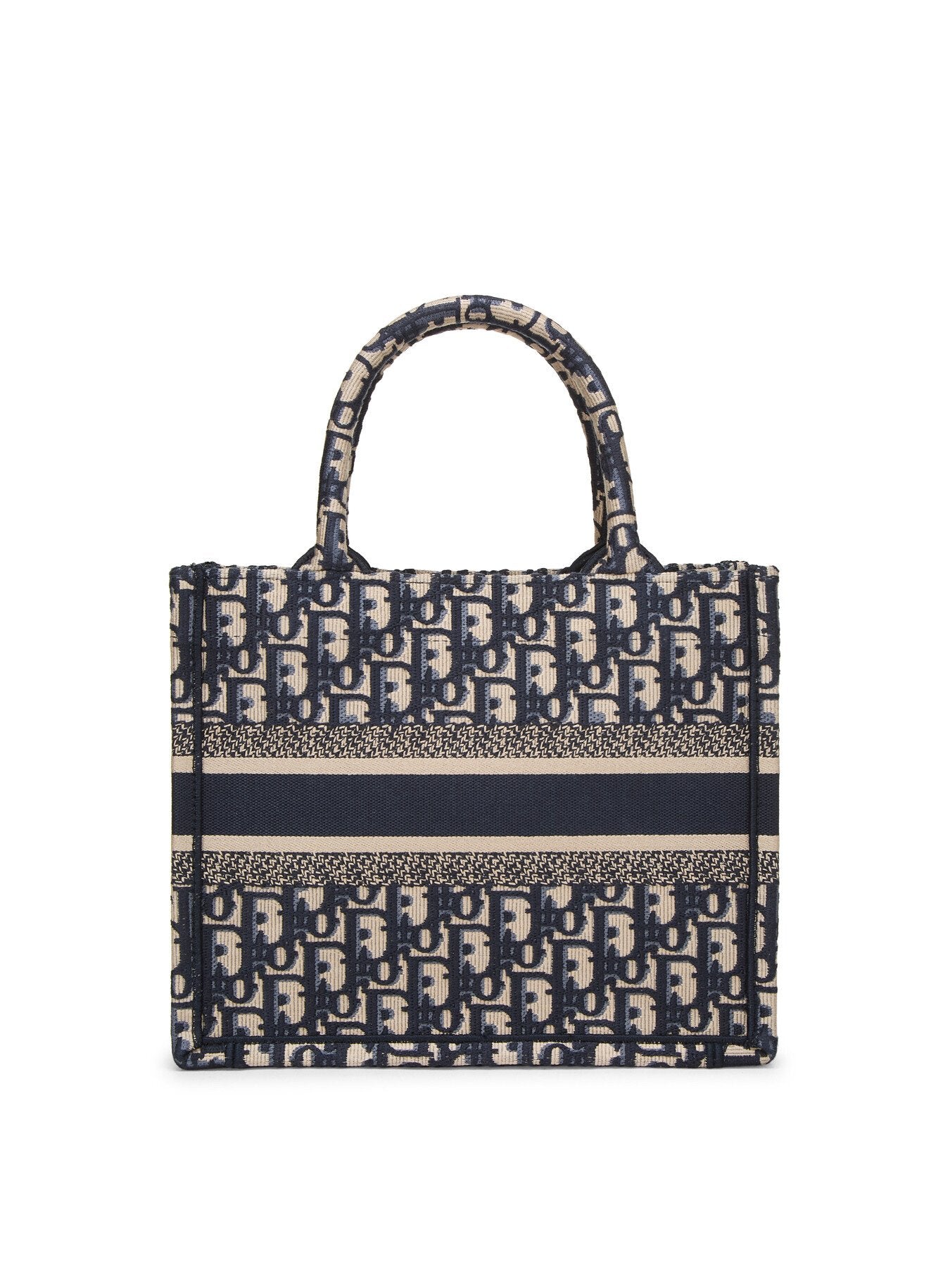 Vintage Dior Navy Canvas Small Book Tote Bag