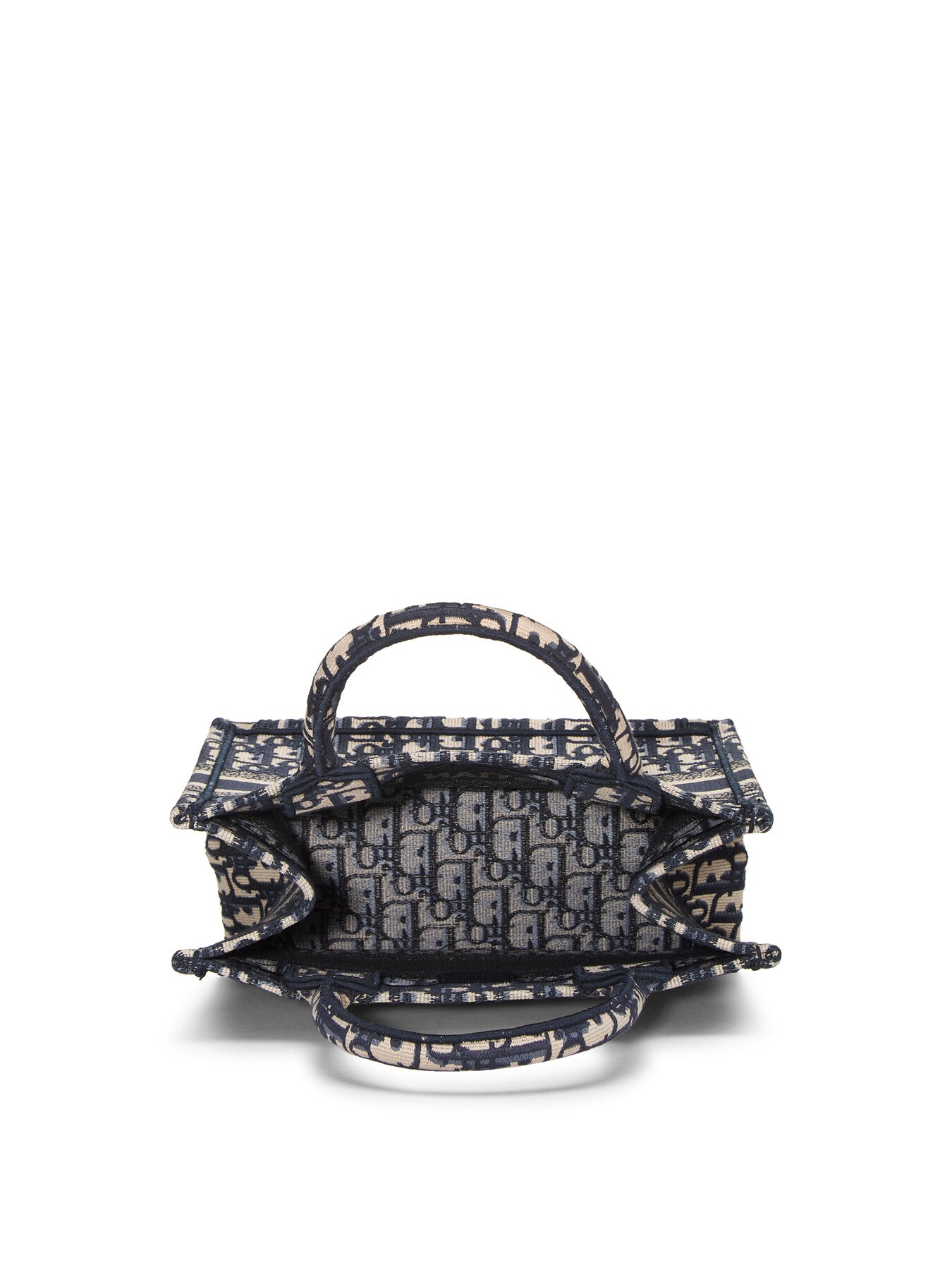 Vintage Dior Navy Canvas Small Book Tote Bag