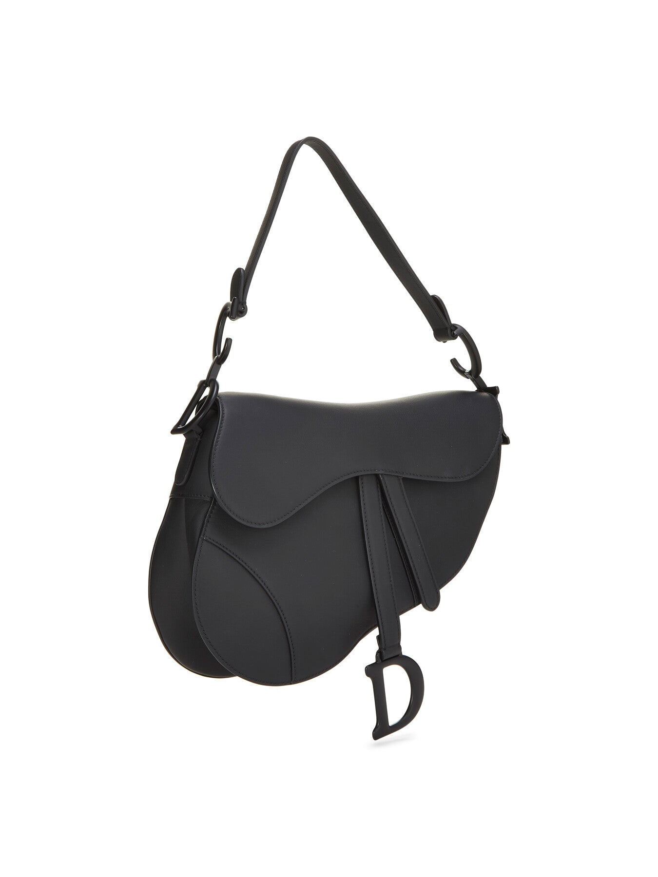 Vintage Dior Black Leather Ultra Matte Saddle Bag