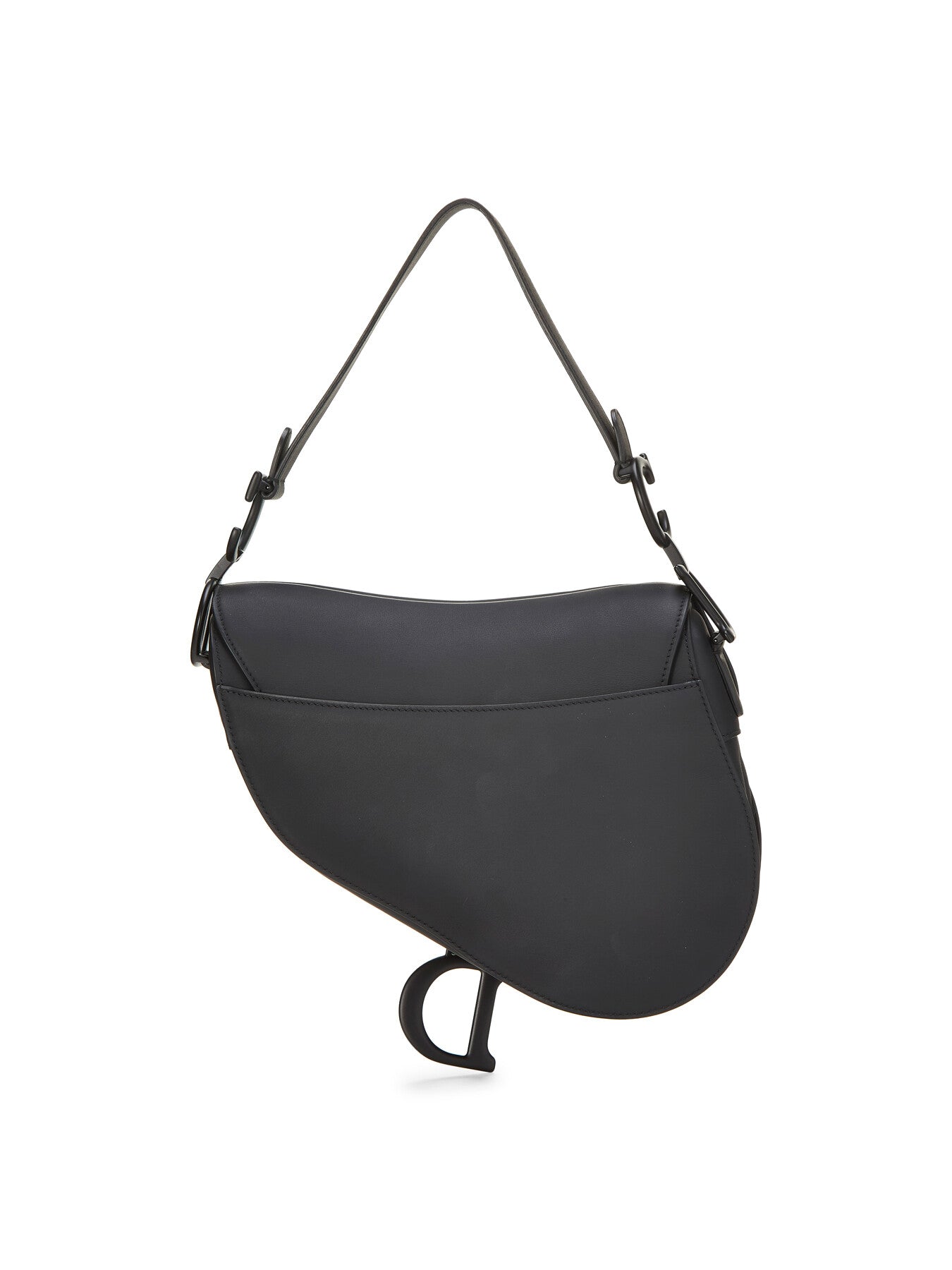 Vintage Dior Black Leather Ultra Matte Saddle Bag