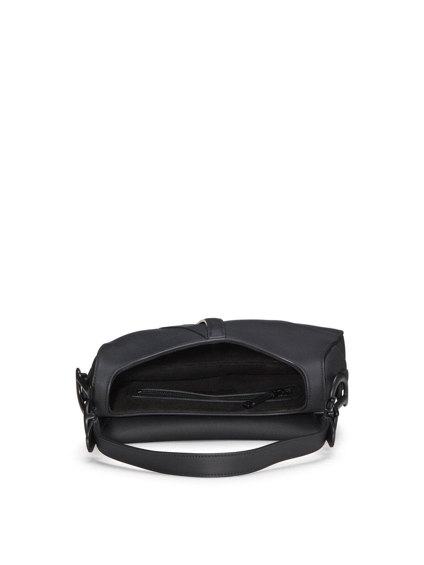 Vintage Dior Black Leather Ultra Matte Saddle Bag