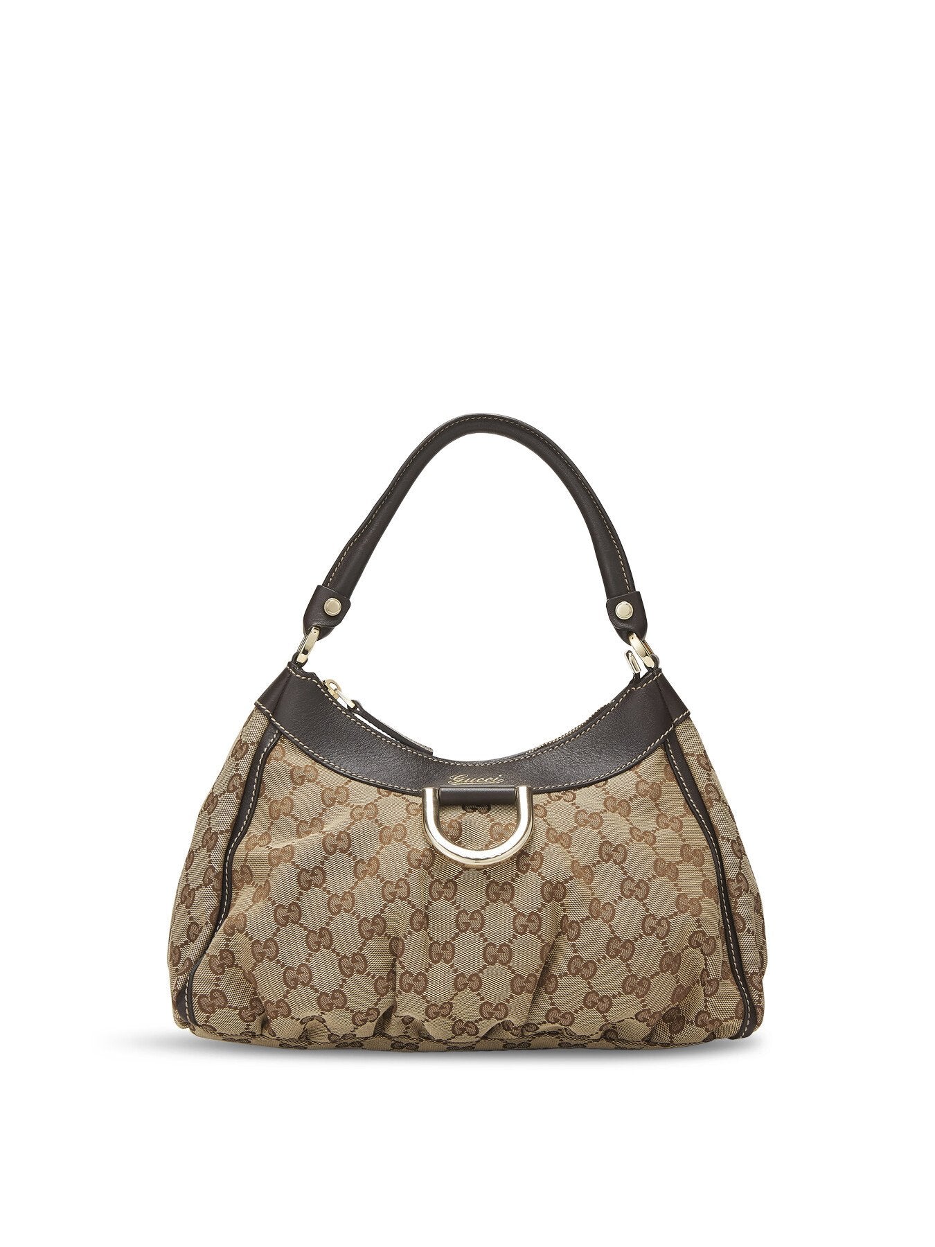 Vintage Gucci Brown Canvas D Ring Abbey Small Shoulder Bag