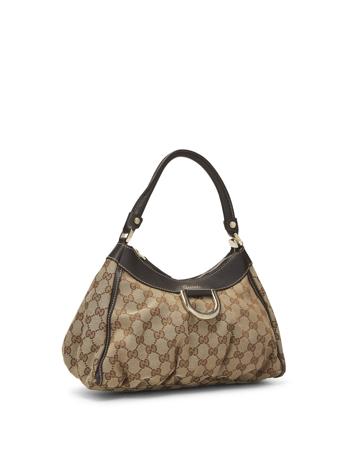 Vintage Gucci Brown Canvas D Ring Abbey Small Shoulder Bag