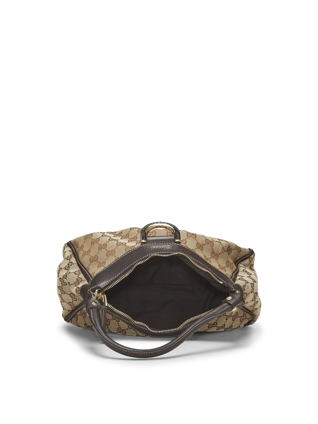 Vintage Gucci Brown Canvas D Ring Abbey Small Shoulder Bag