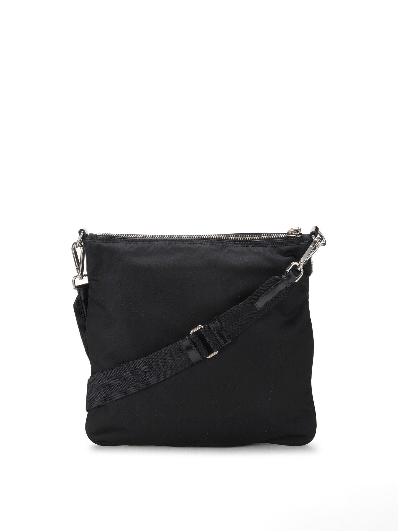 Vintage Prada Black Nylon Front Zip Pocket Small Messenger Bag