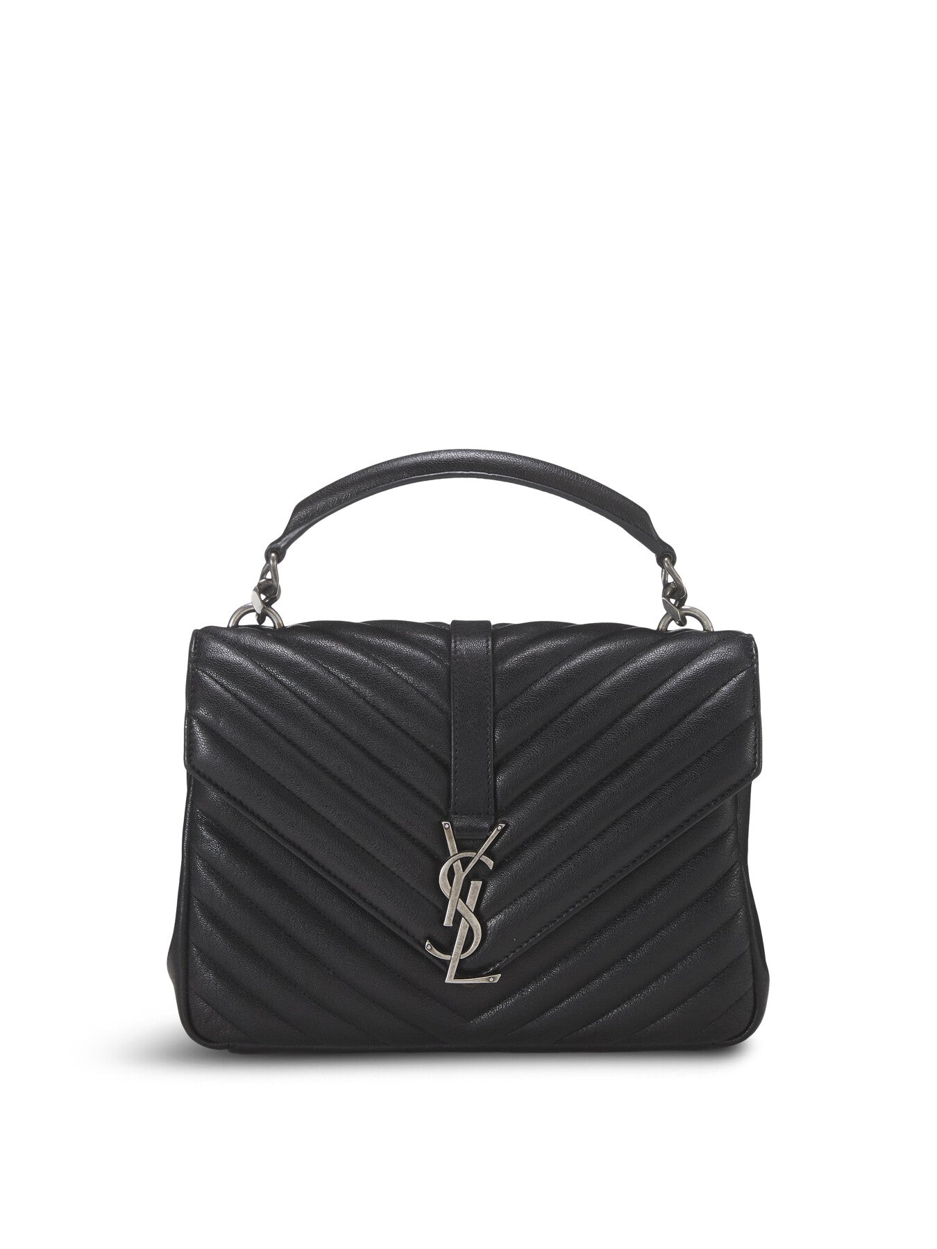 Vintage YSL Black Leather Medium College Bag