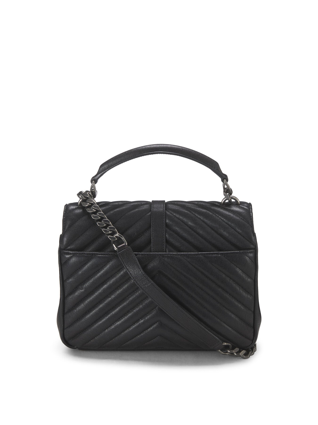 Vintage YSL Black Leather Medium College Bag