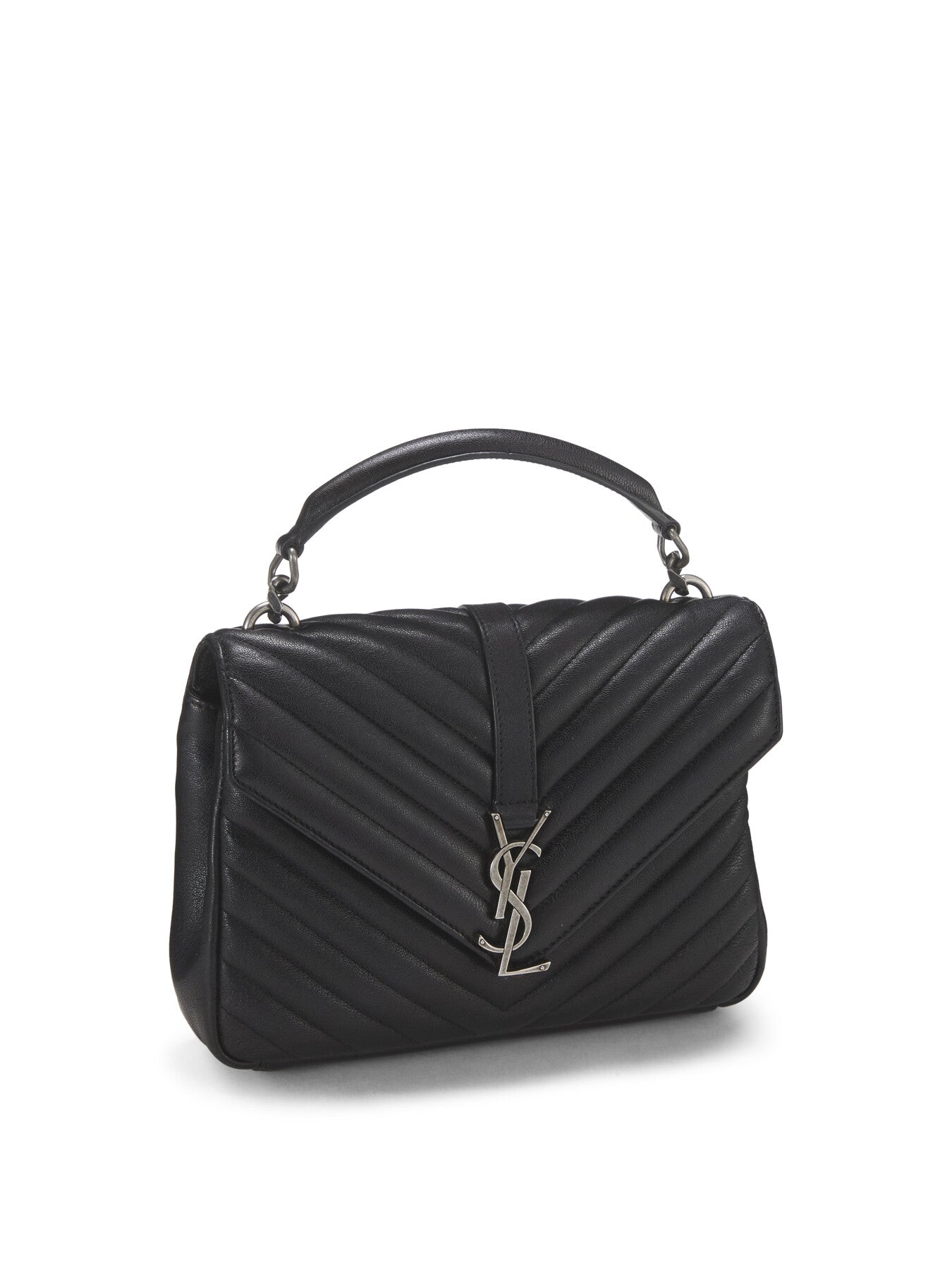 Vintage YSL Black Leather Medium College Bag