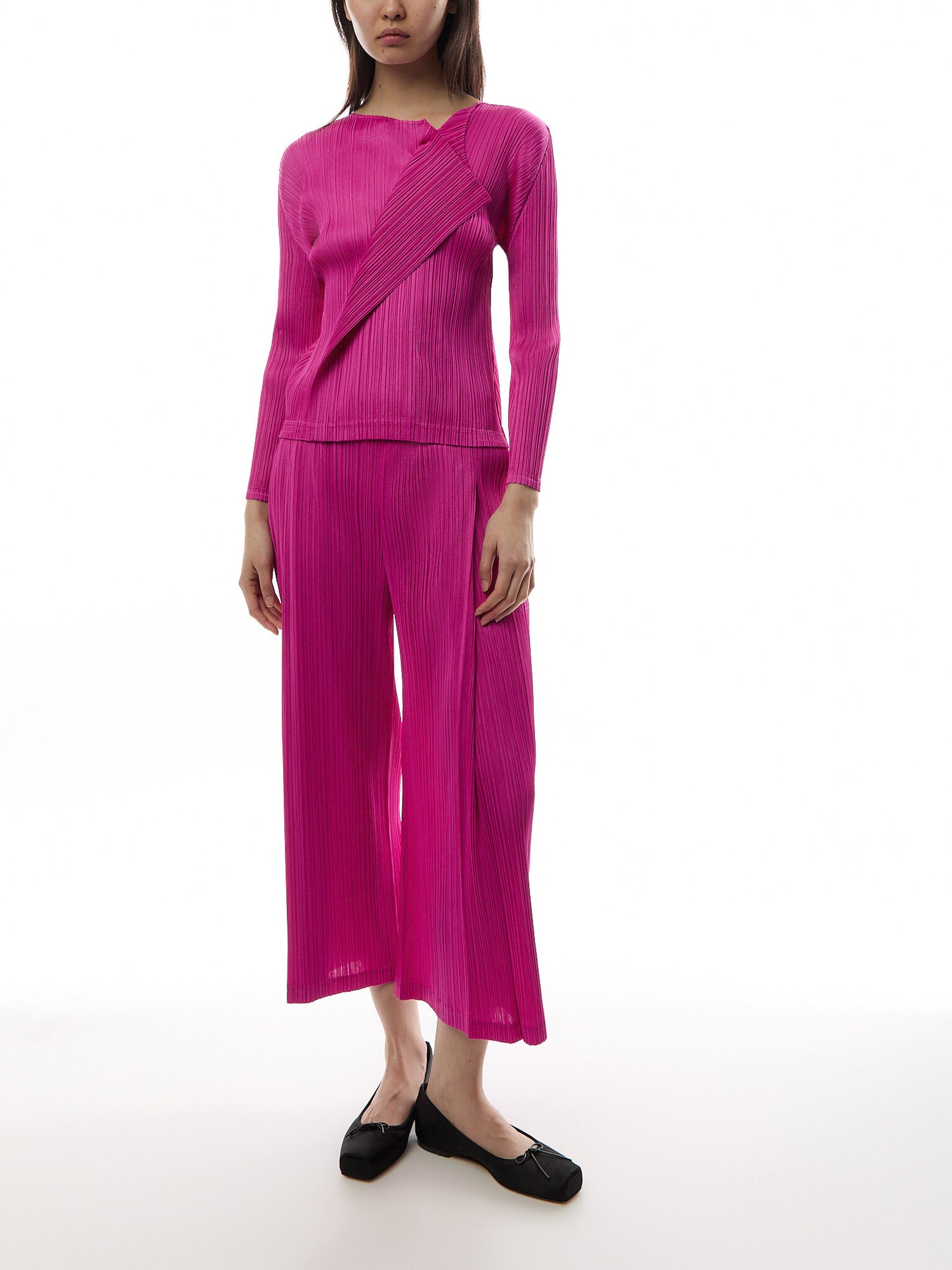 Pleats Wide Leg Pink Pants