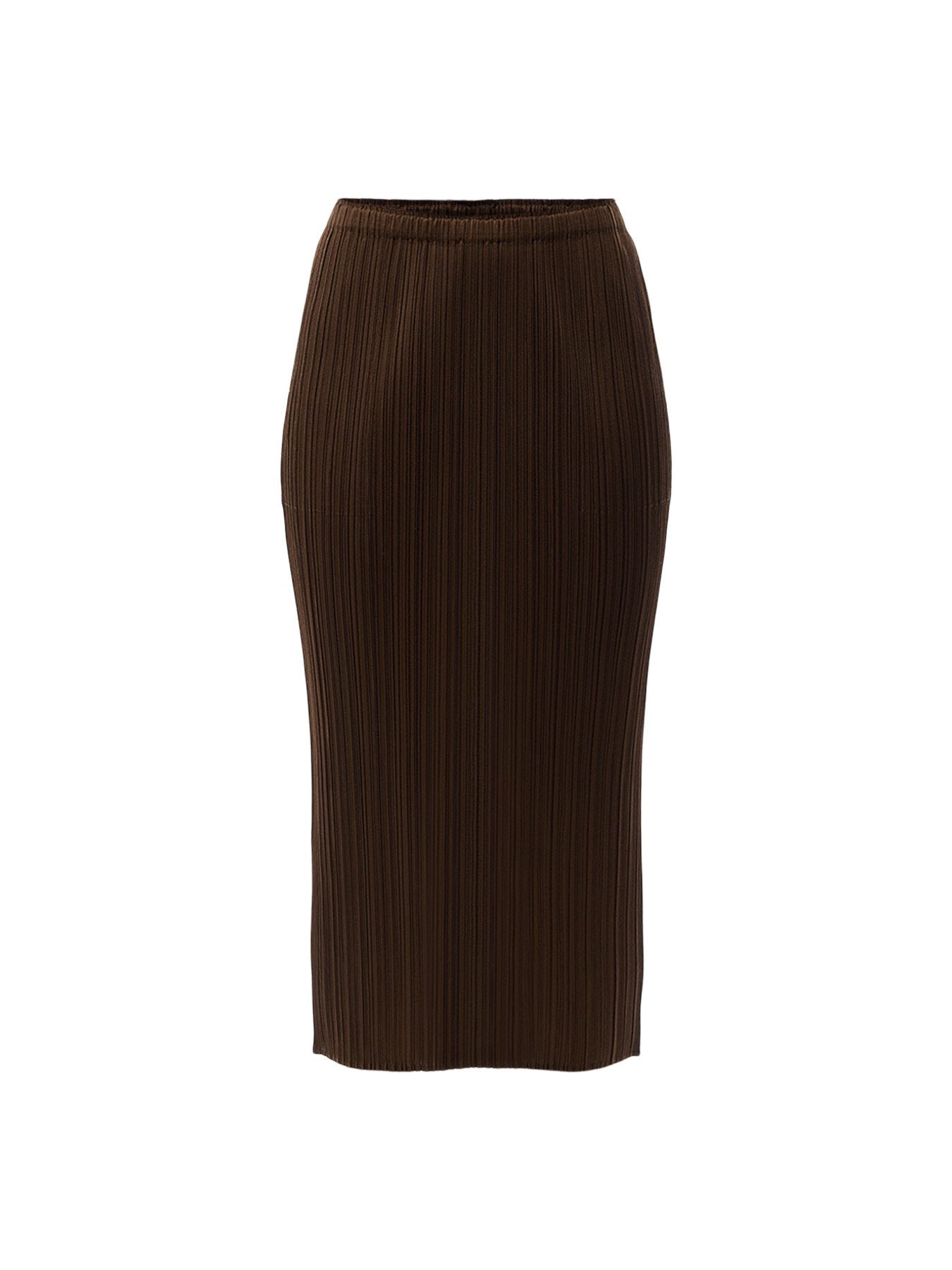 Pleats Colourful Basics Brown Pencil Skirt