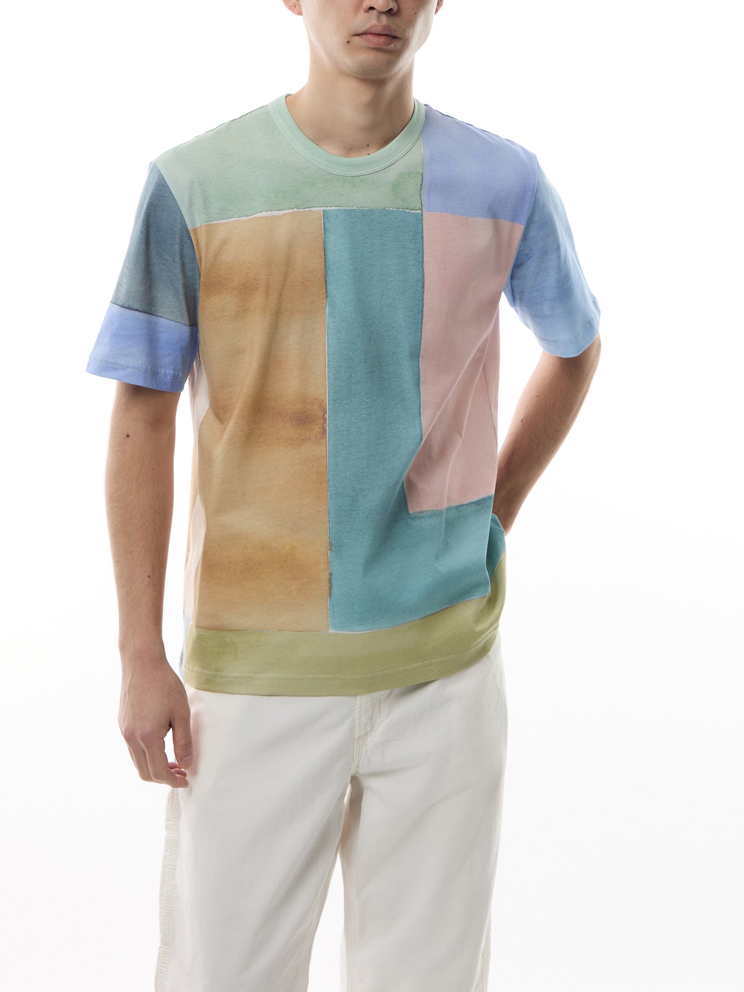 Multicolour Colour Block Relaxed-Fit T-Shirt
