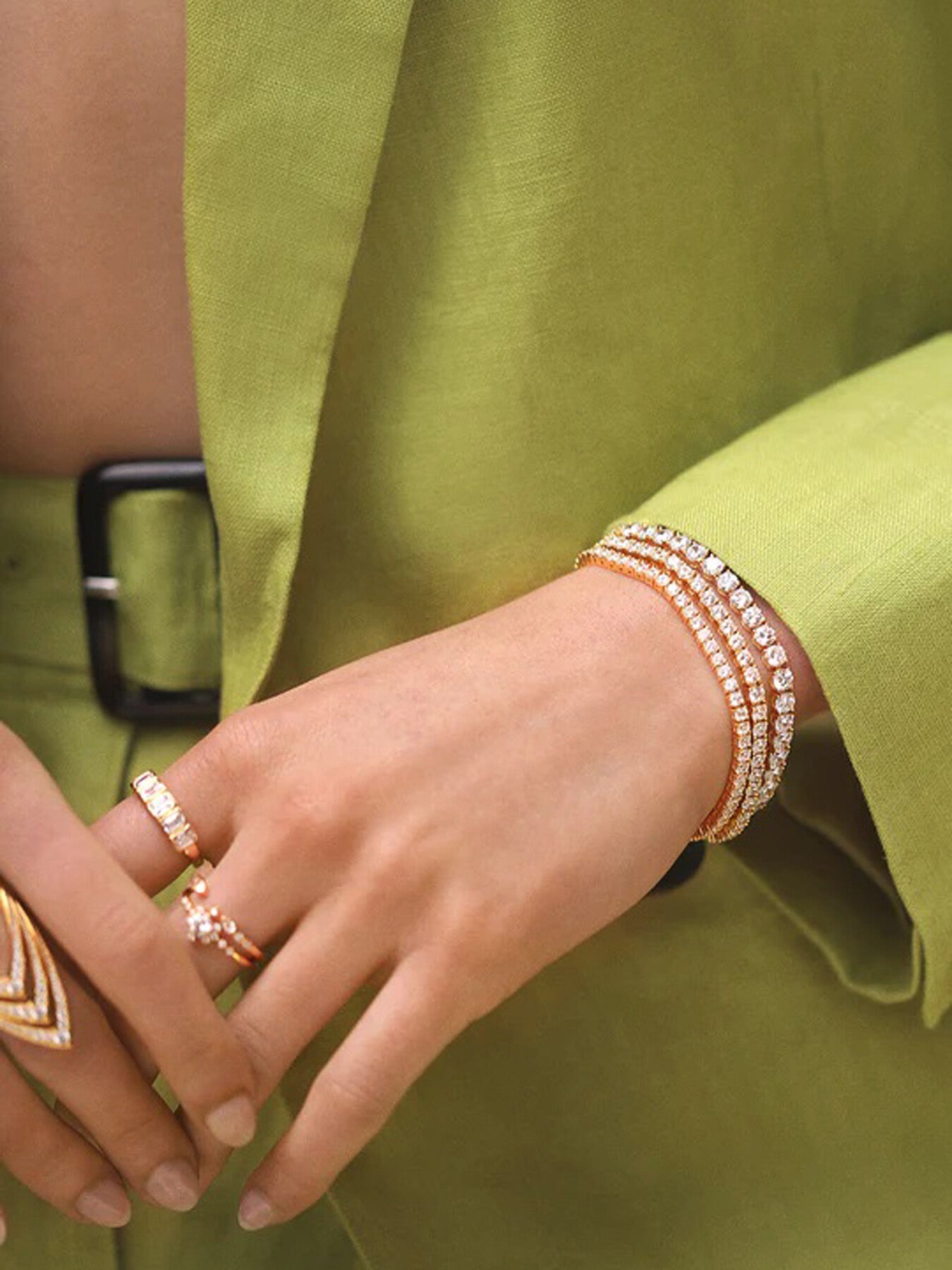 Vianne Round Prong Tennis Bracelet 18K Gold Vermeil 18cm