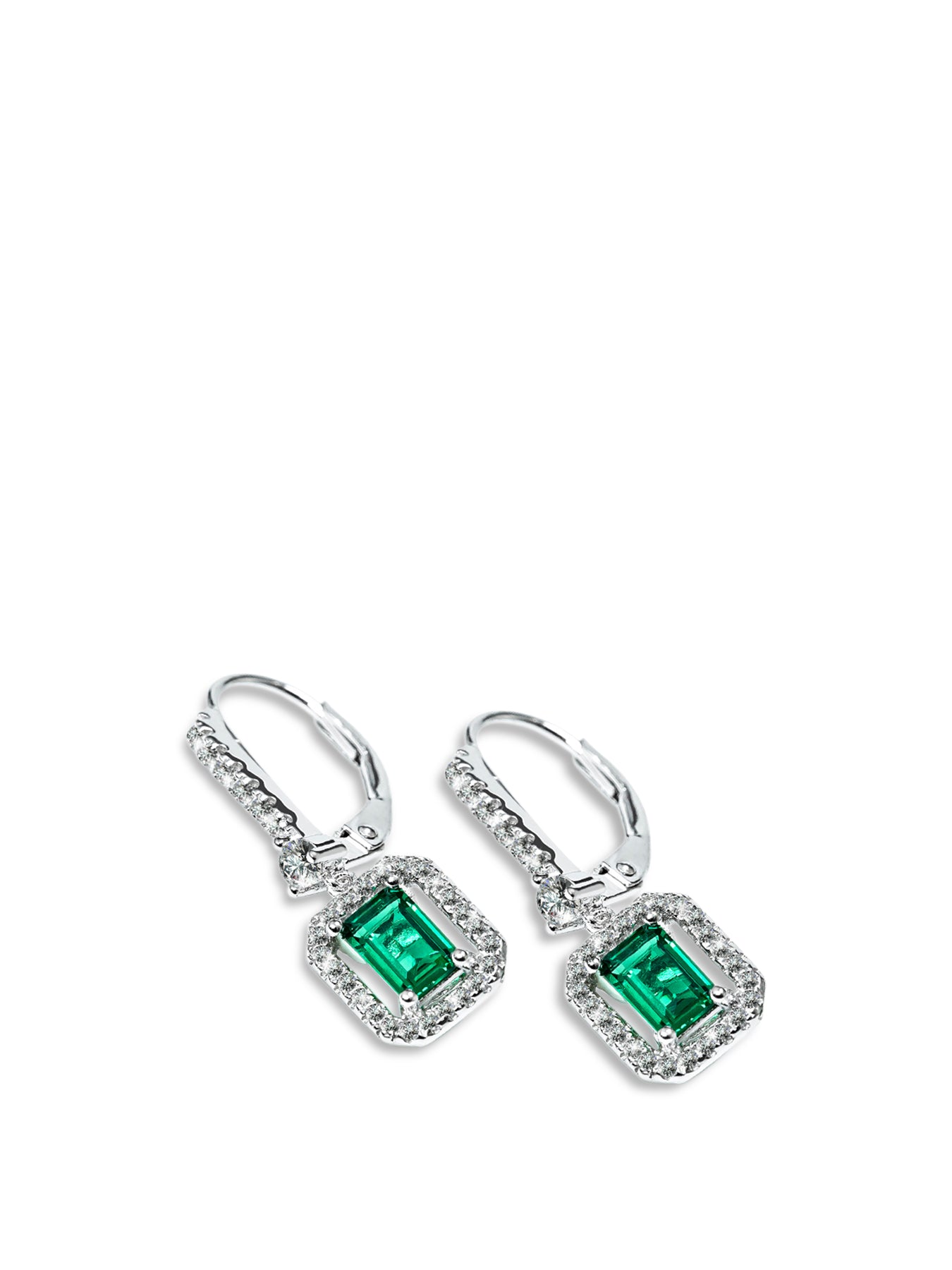 Moxie Earrings Emerald White Gold Plated