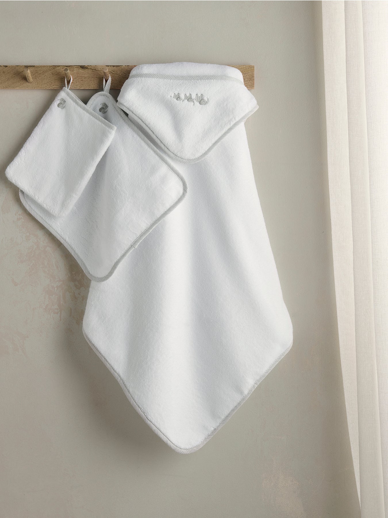 Elephant Towelling Set 3 Piece Grey