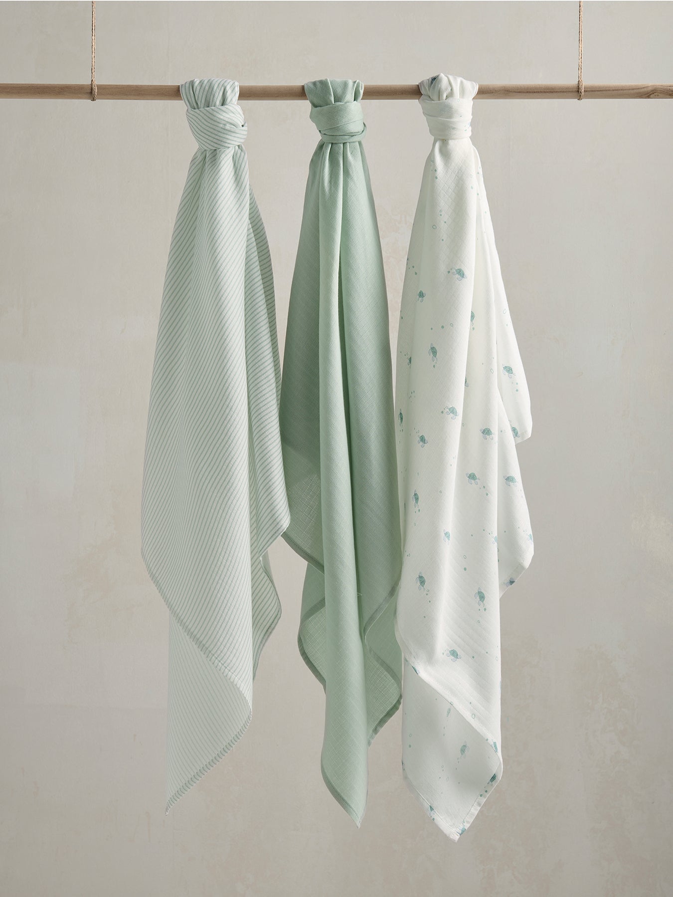 Muslin Squares 3 Pack Turtle Blue