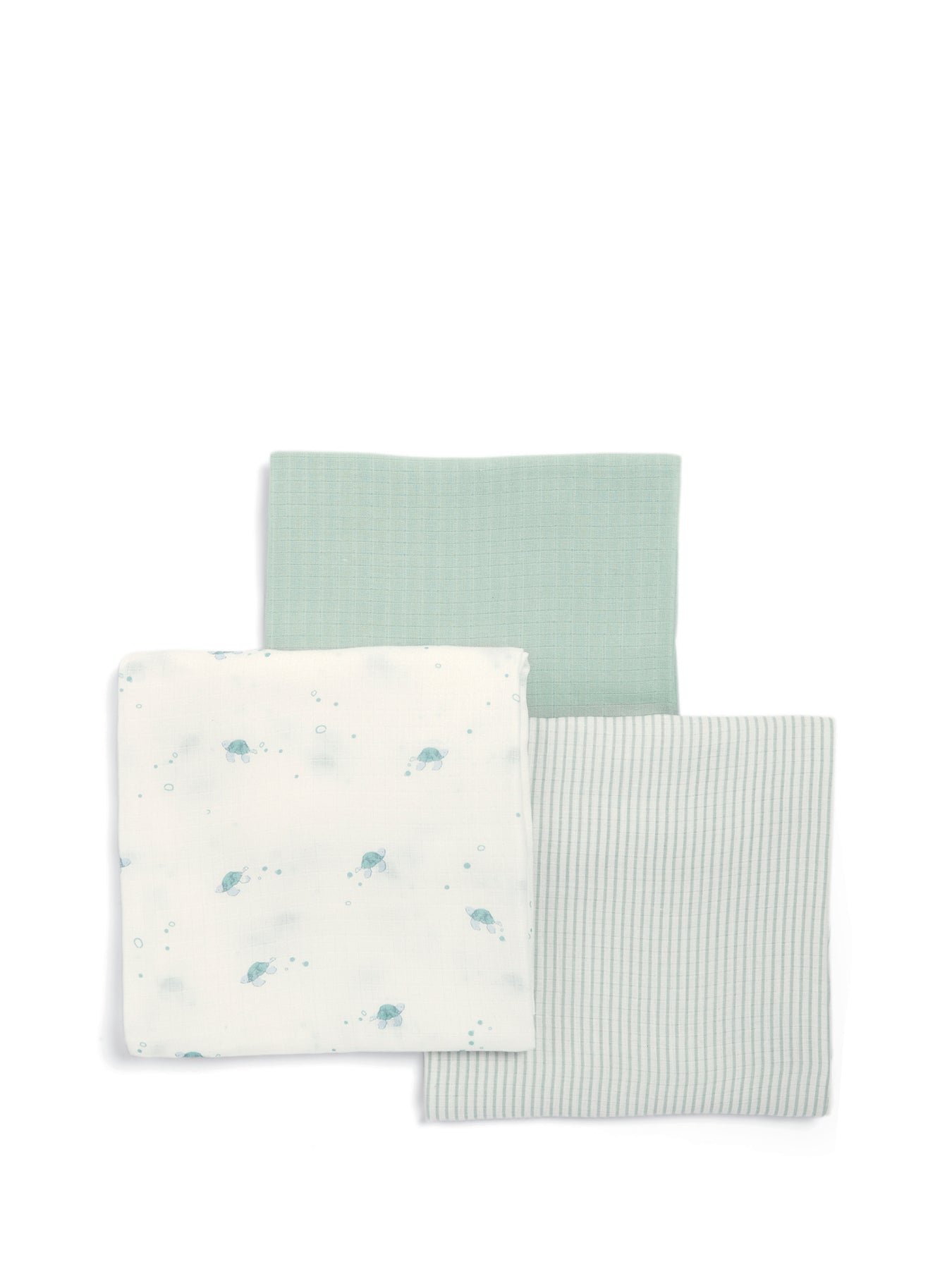 Muslin Squares 3 Pack Turtle Blue