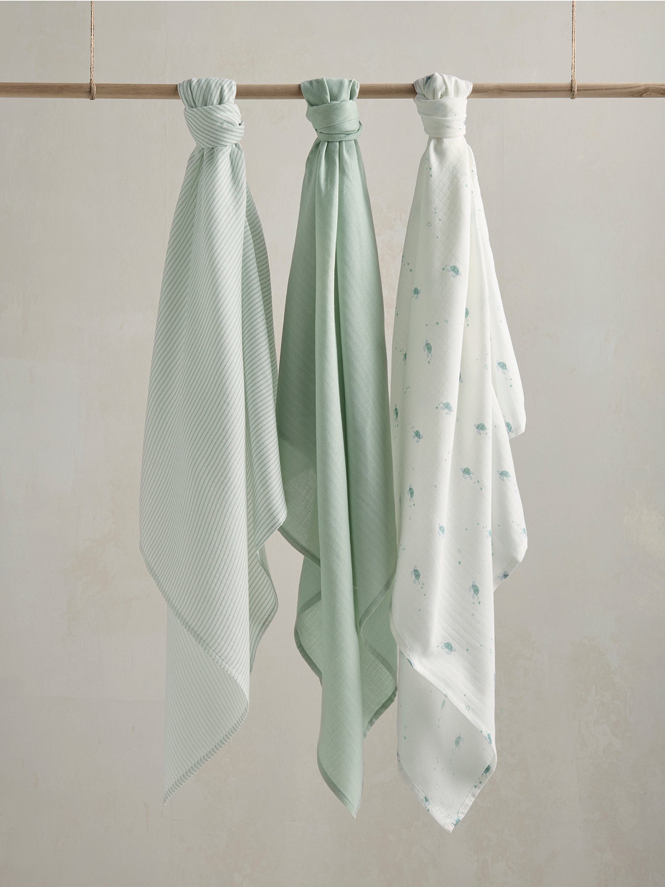 Muslin Squares 3 Pack Turtle Blue