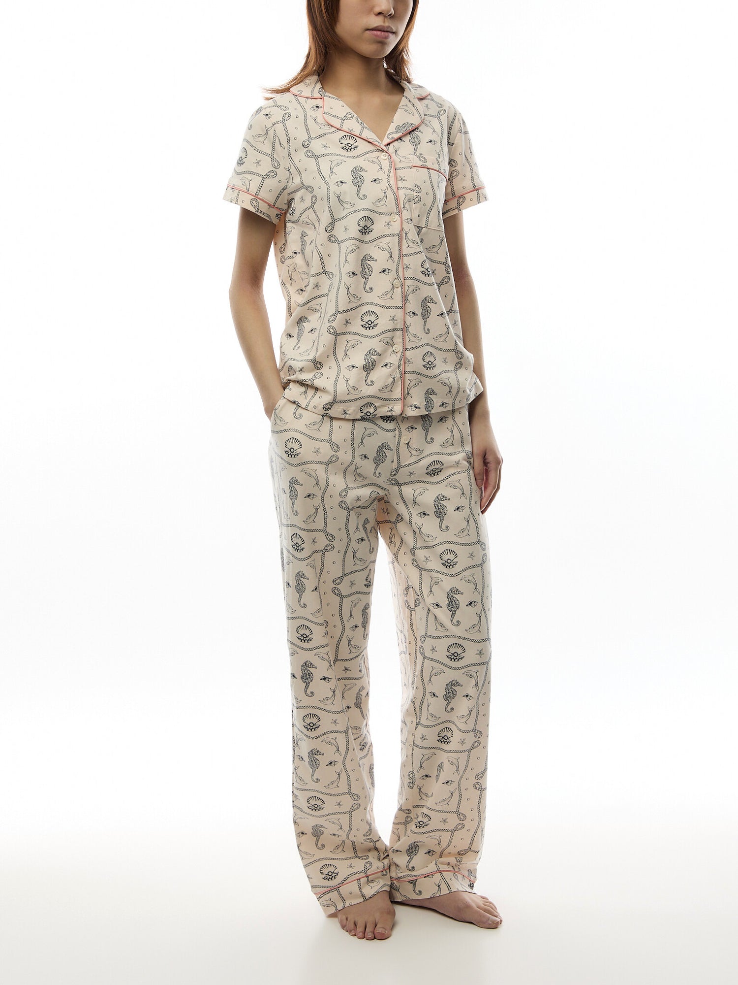 Seahorse Scarf Cotton Long Set