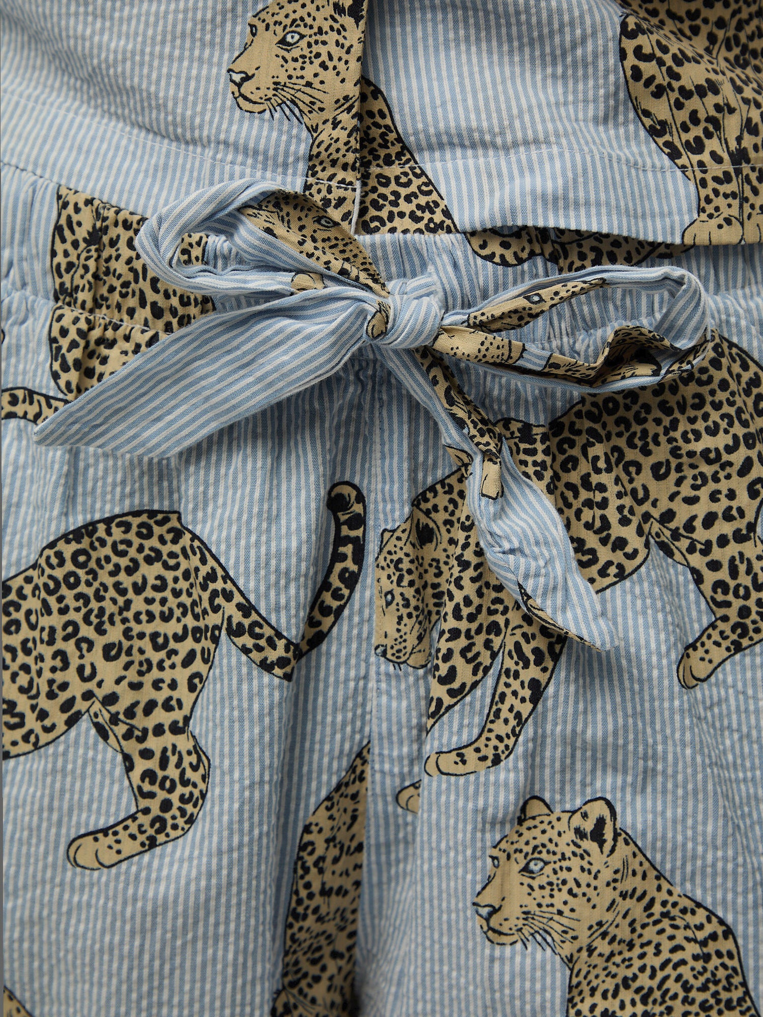 Seersucker Stripe Leopard Short Set