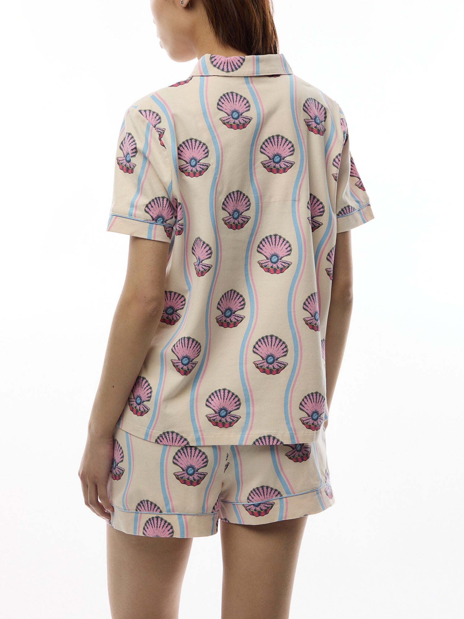 Wavy Shell Stripe Short Set